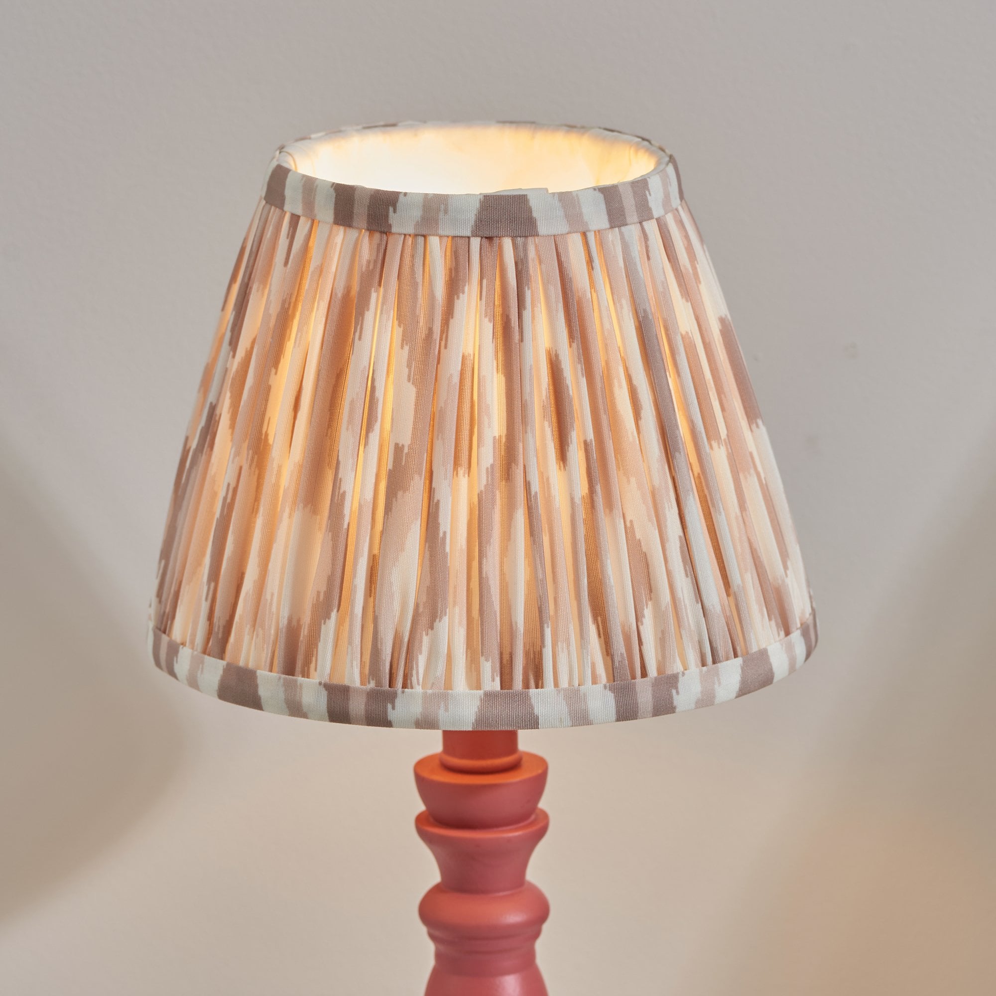 Endon Bibury Satin Pink Clay Table Lamp & Ikat 20cm Neutral Shade