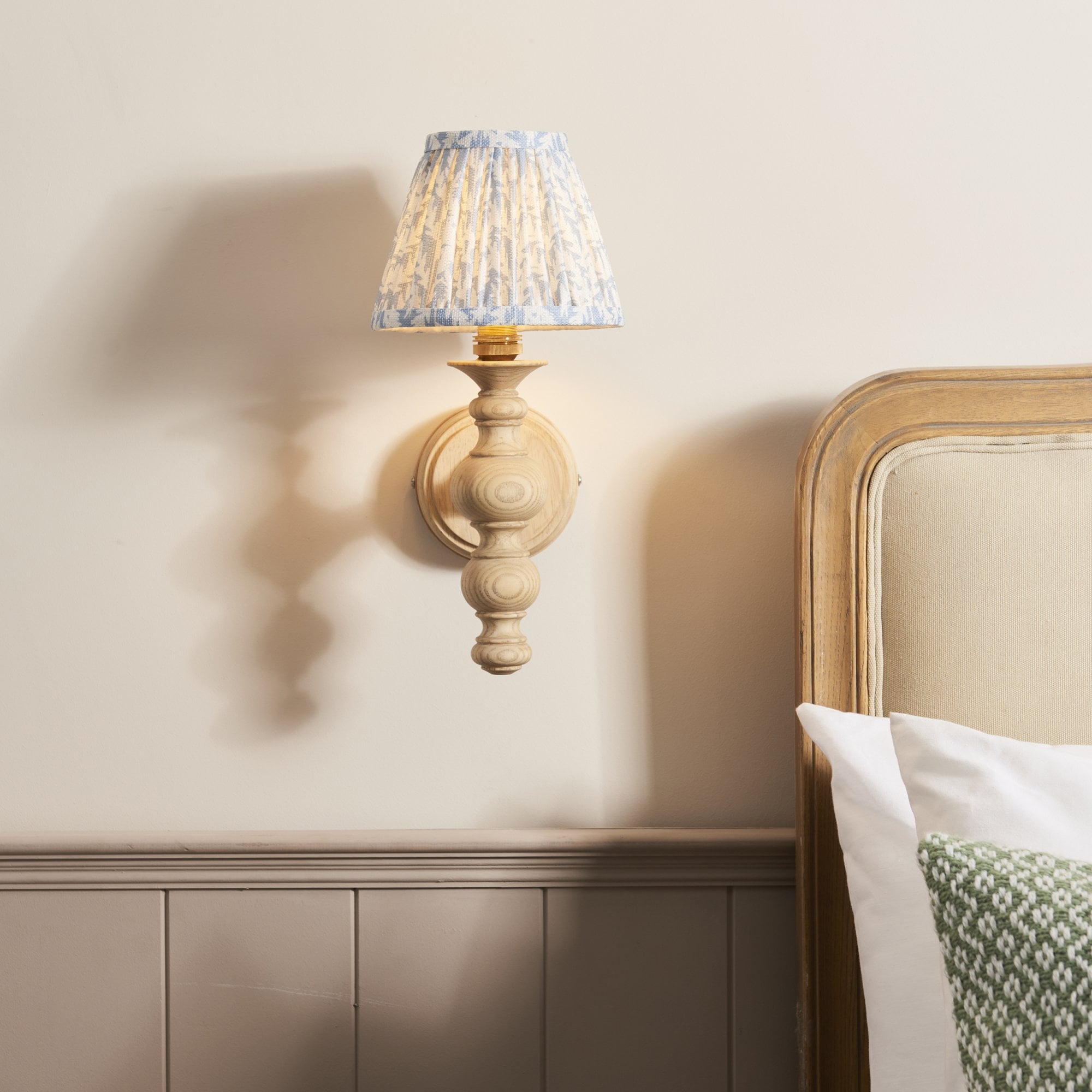 Endon Bibury Wall Light & Leaf 16cm Shell Bay Blue Shade
