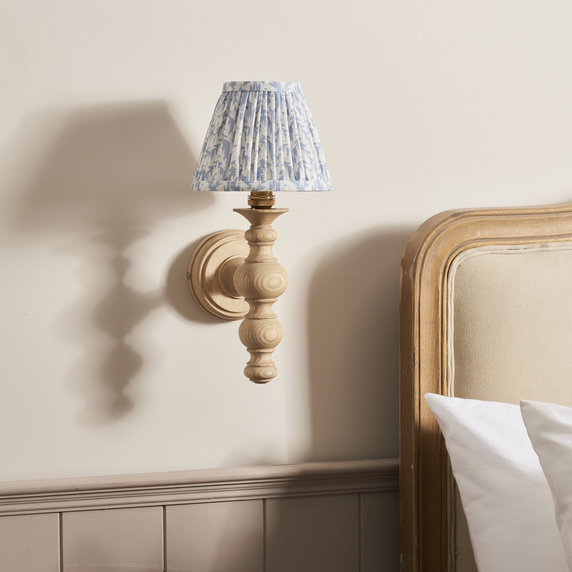 Endon Bibury Wall Light & Leaf 16cm Shell Bay Blue Shade