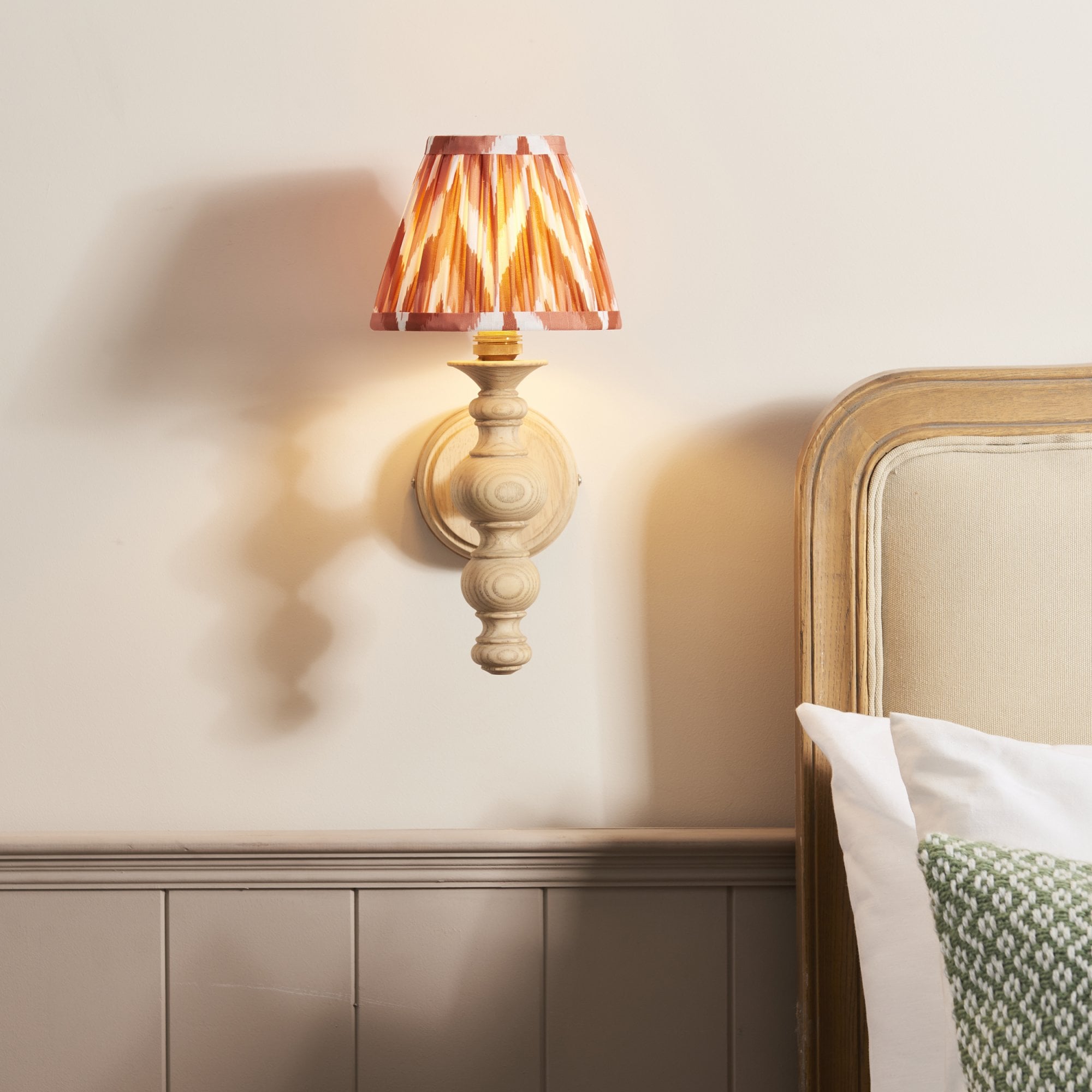 Endon Bibury Wall Light & Zigzag 16cm Apricot Orange Shade
