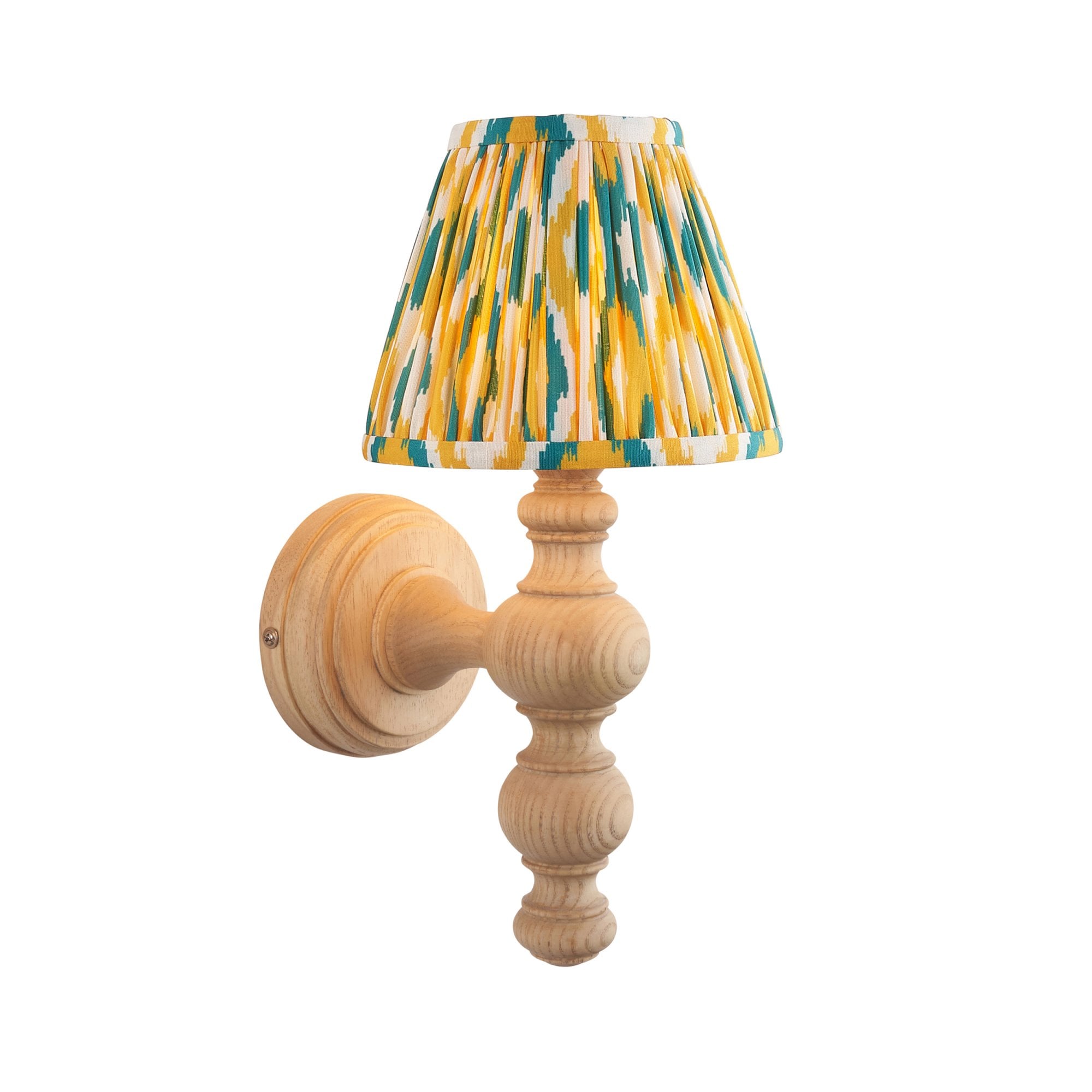 Endon Bibury Wall Light & Ikat 16cm Yellow & Jade Shade