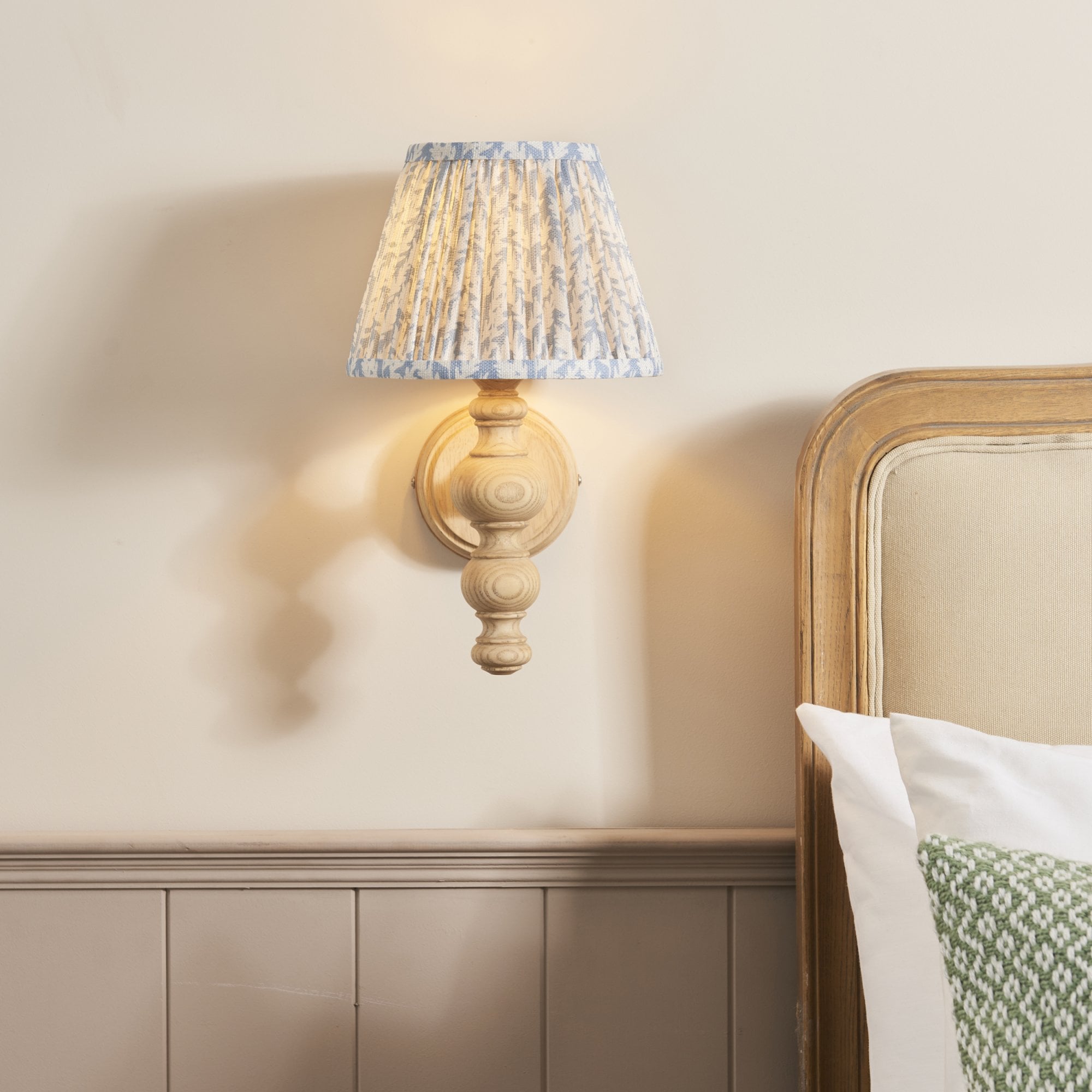 Endon Bibury Wall Light & Leaf 20cm Shell Bay Blue Shade