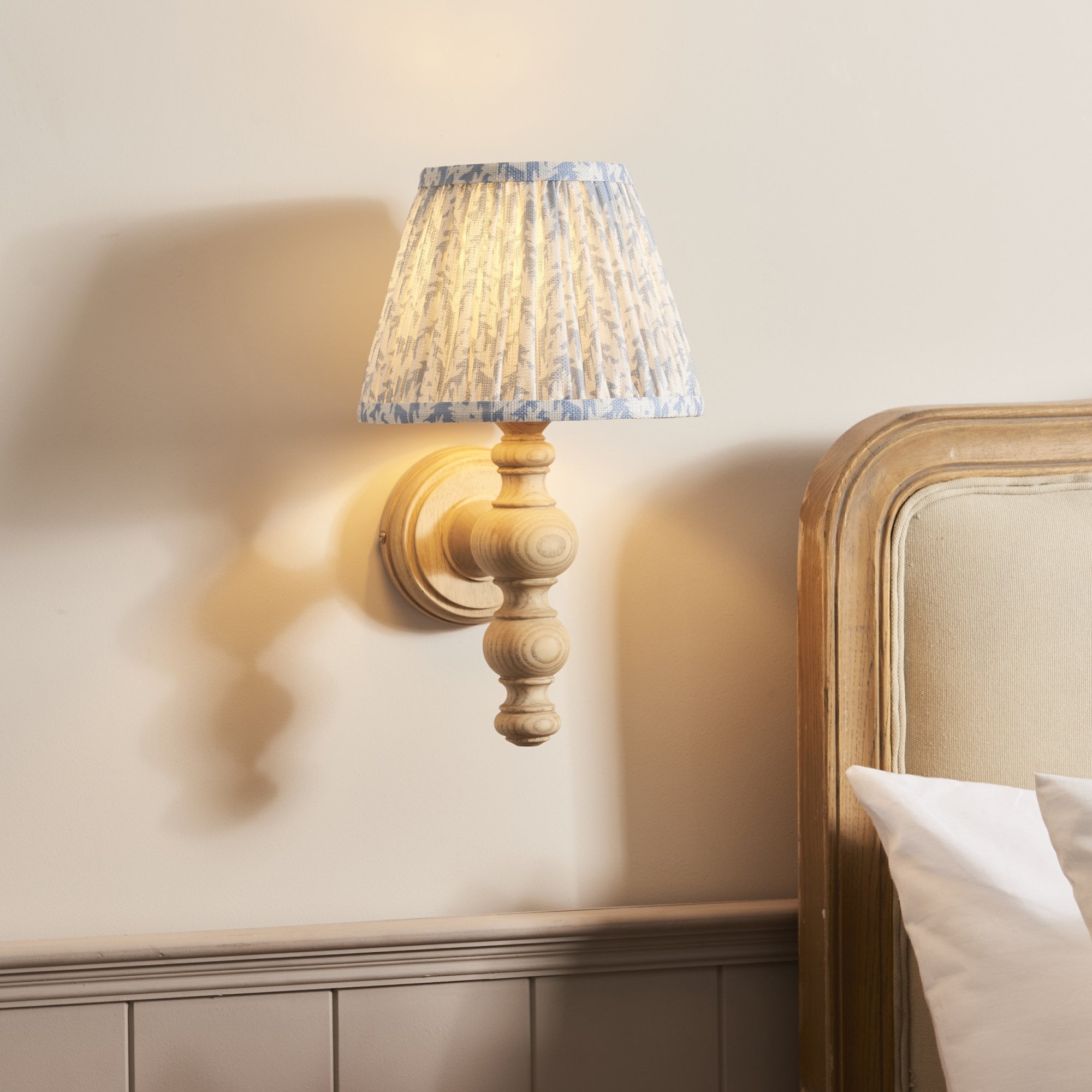 Endon Bibury Wall Light & Leaf 20cm Shell Bay Blue Shade