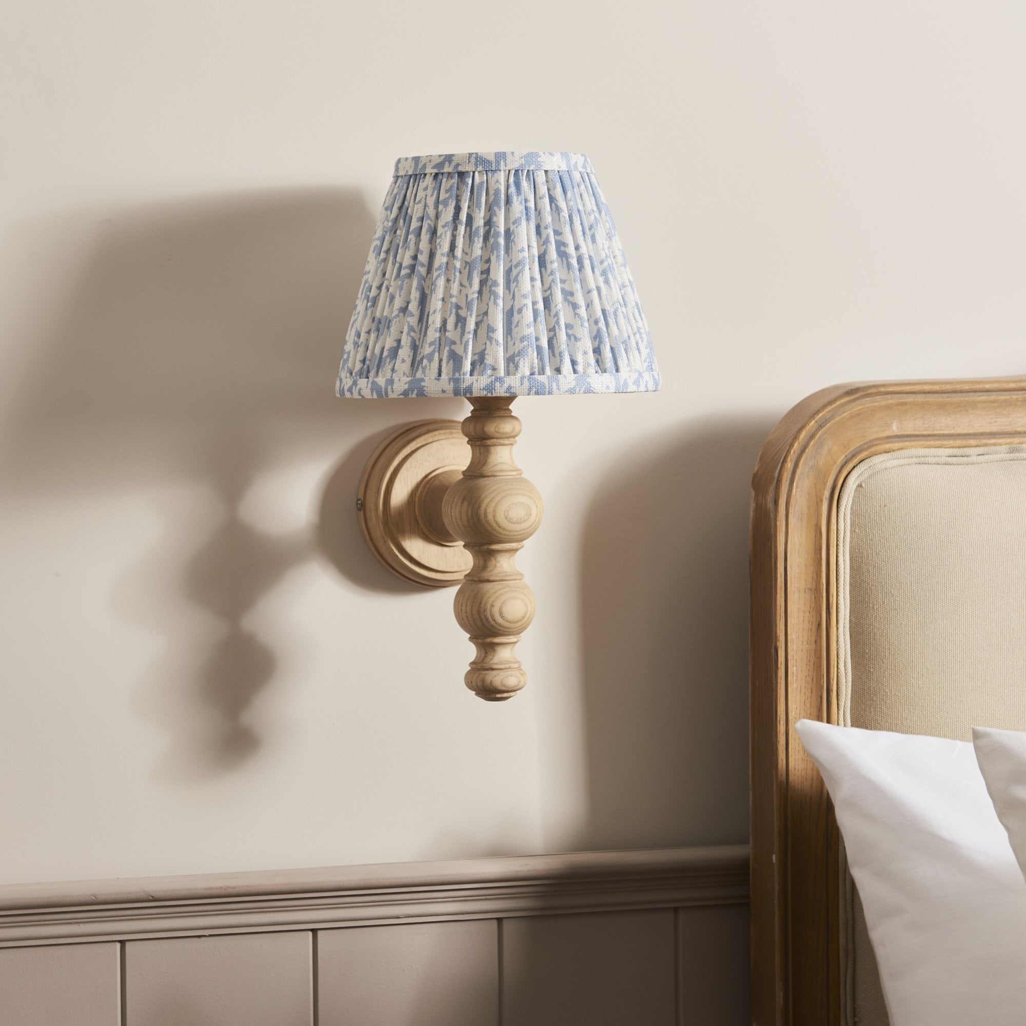 Endon Bibury Wall Light & Leaf 20cm Shell Bay Blue Shade