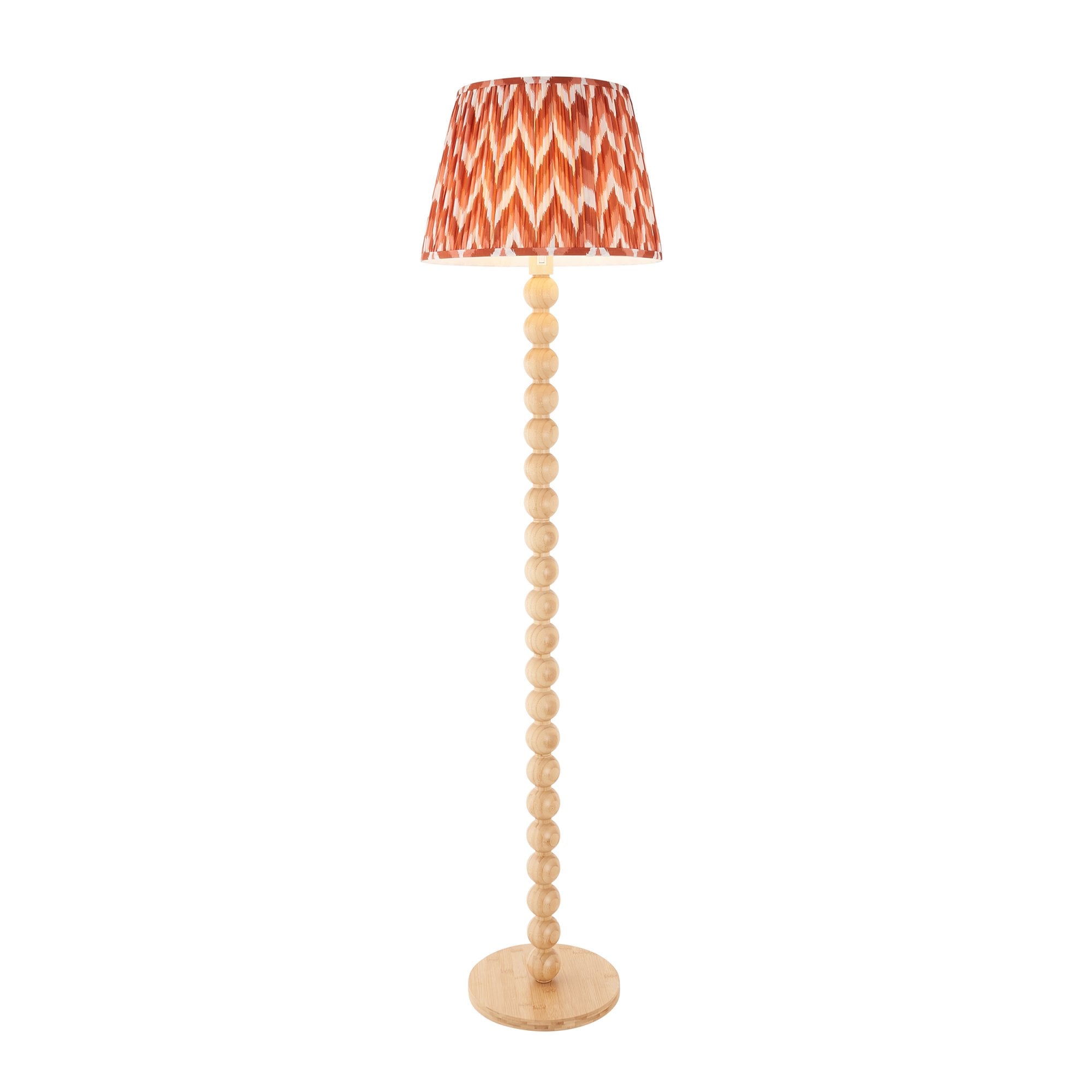 Endon Cane Floor Lamp & Zigzag 40cm Apricot Orange Shade