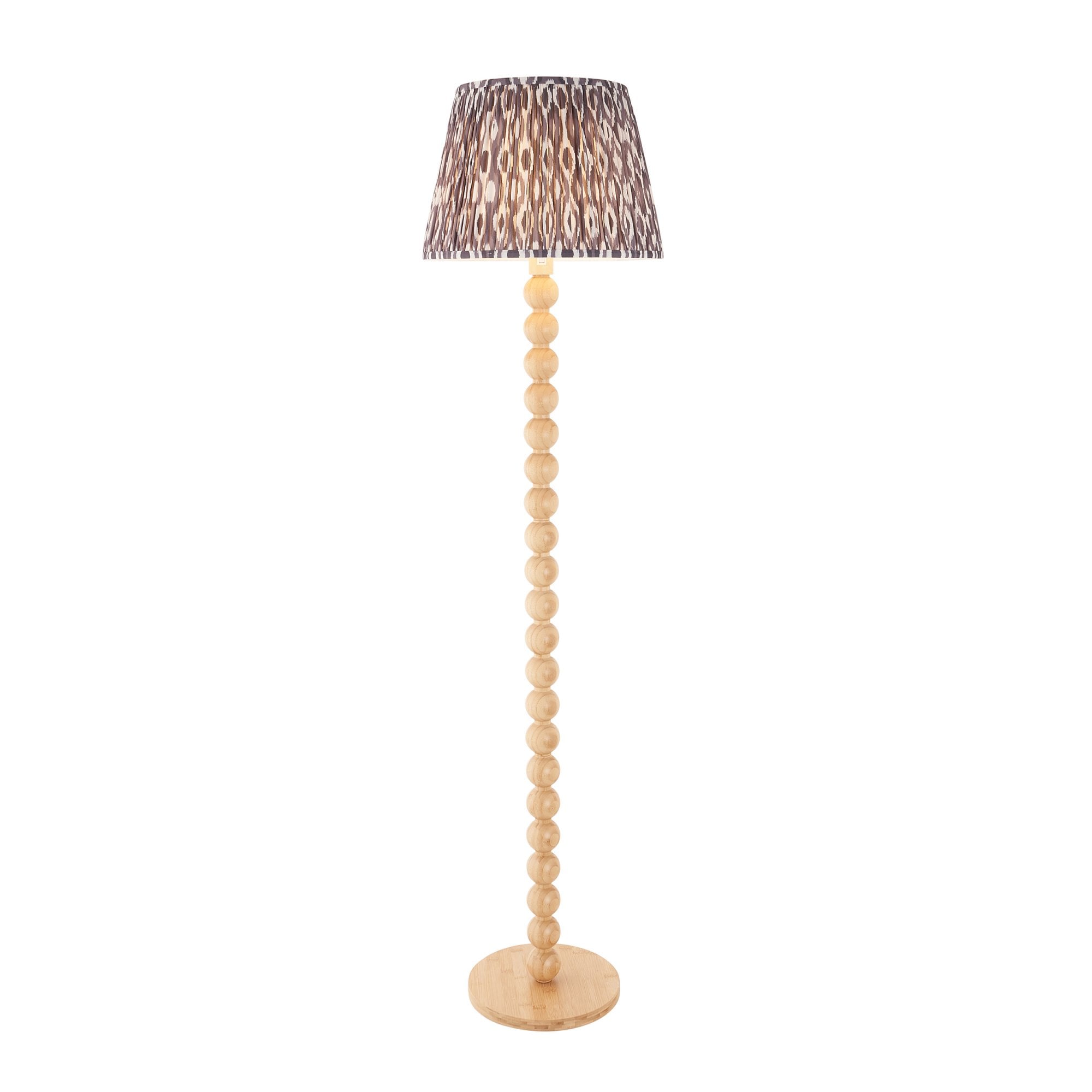 Endon Cane Floor Lamp & Ikat 40cm Pearl Grey Shade