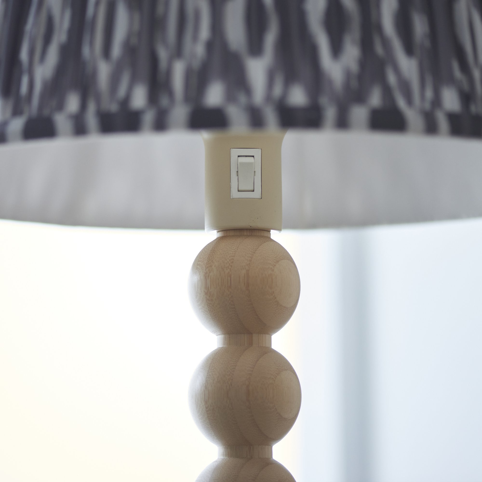 Endon Cane Floor Lamp & Ikat 40cm Pearl Grey Shade