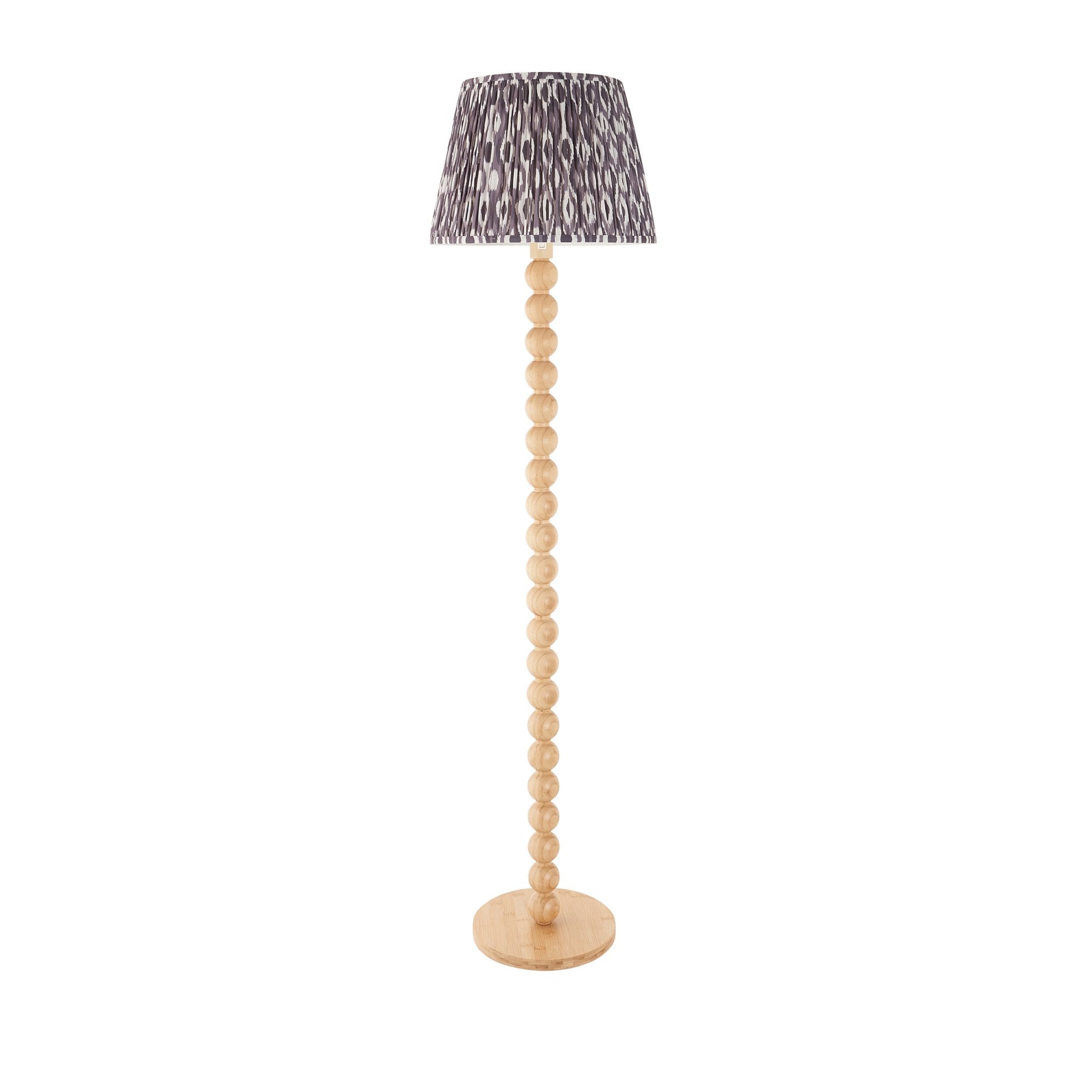 Endon Cane Floor Lamp & Ikat 40cm Pearl Grey Shade