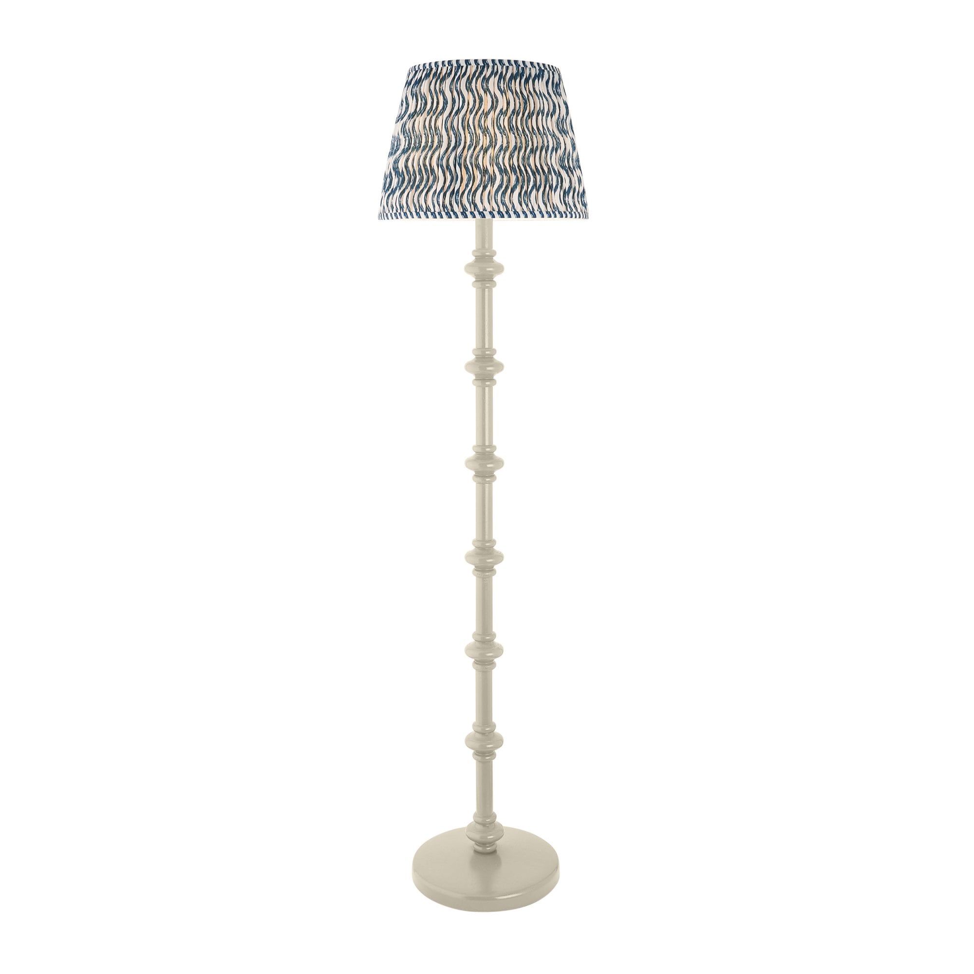 Endon Carnaby Satin Almond White Floor Lamp & Ripple 40cm Marlin Blue Shade