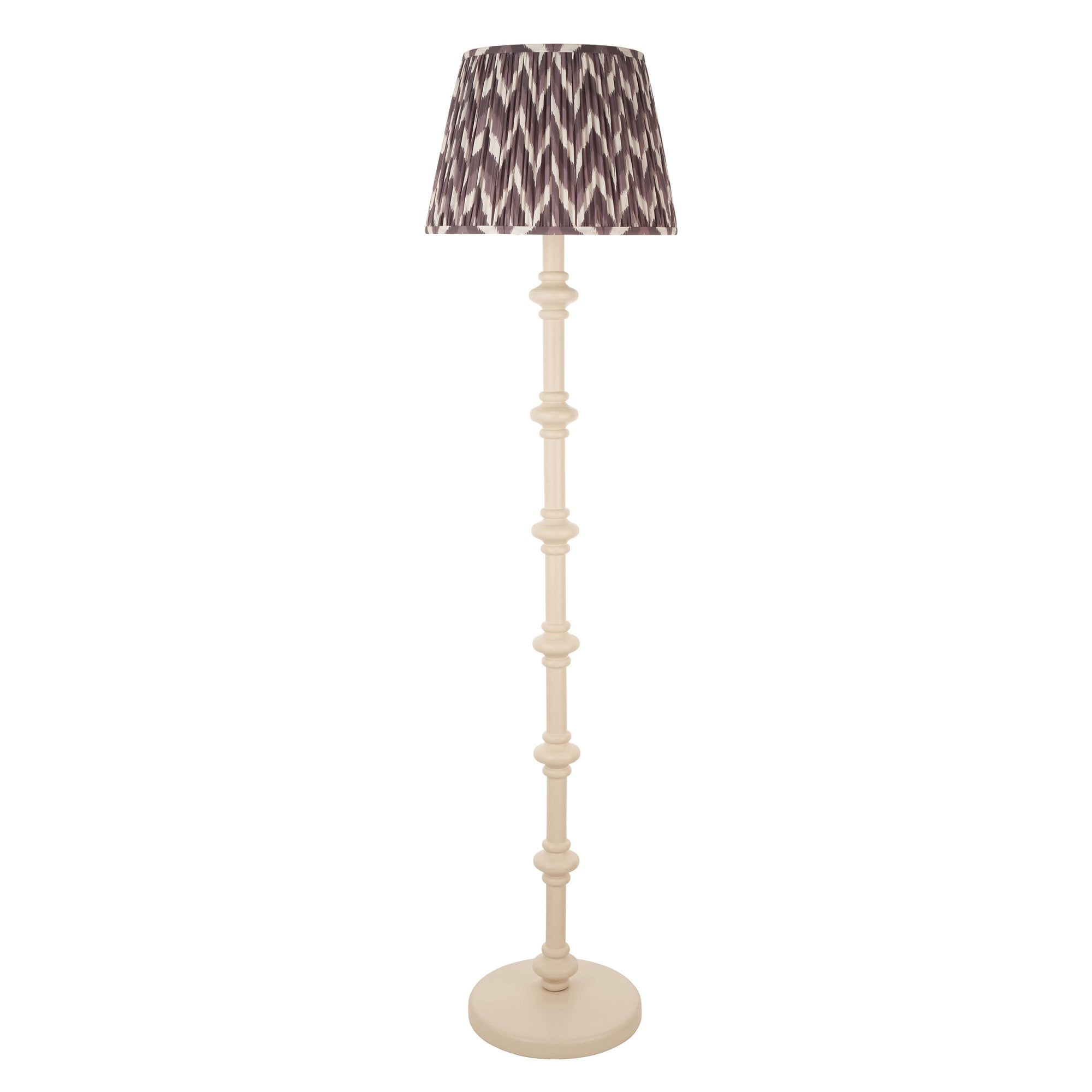 Endon Carnaby Satin Almond White Floor Lamp & Zigzag 40cm Pearl Grey Shade
