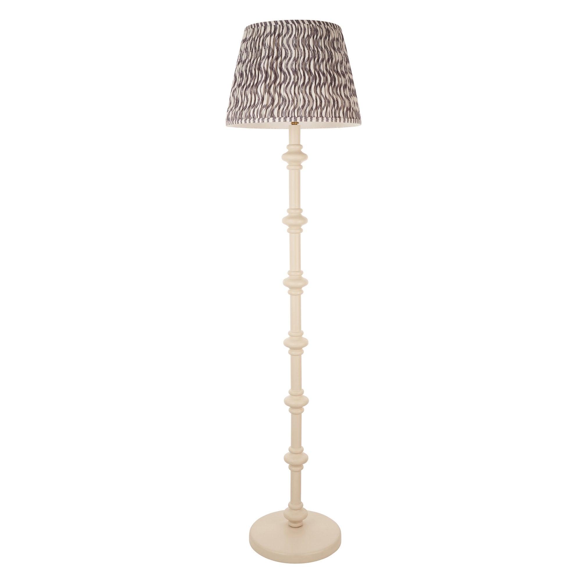 Endon Carnaby Satin Almond WhiteFloor Lamp & Ripple 40cm Pearl Grey Shade
