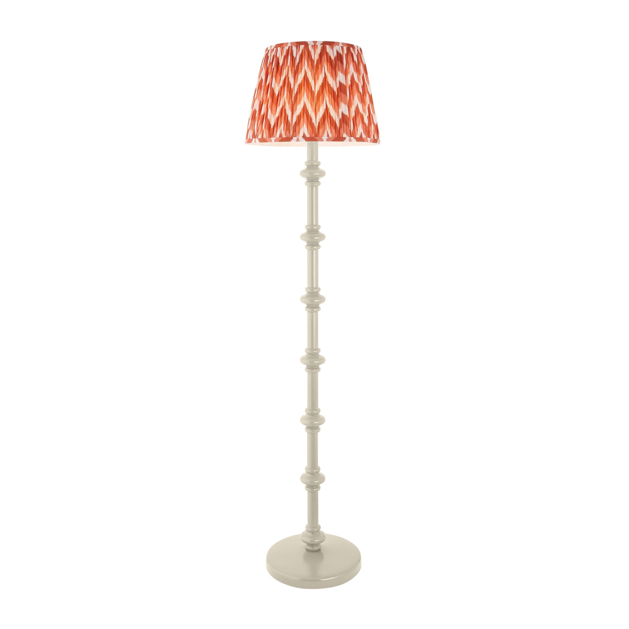 Endon Carnaby Satin Almond White Floor Lamp & Zigzag 40cm Apricot Orange Shade