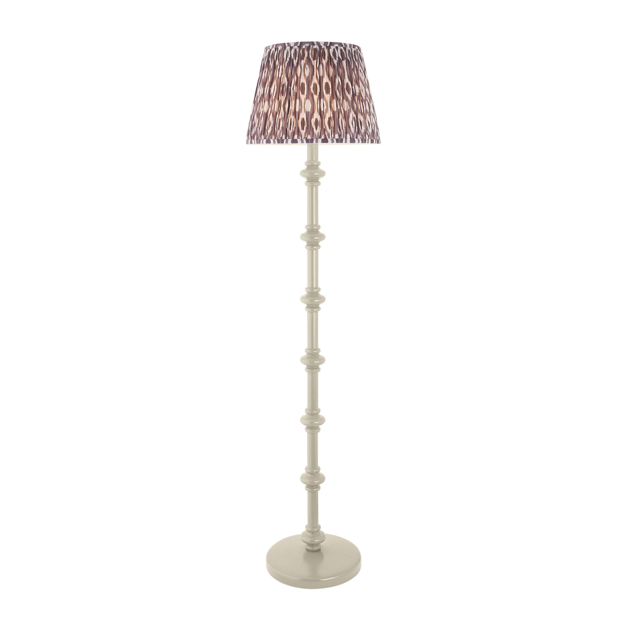 Endon Carnaby Satin Almond White Floor Lamp & Ikat 40cm Pearl Grey Shade