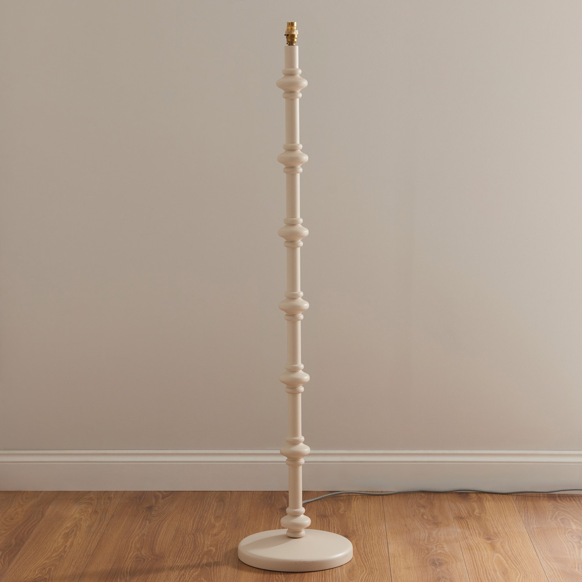Endon Carnaby Satin Almond White Floor Lamp & Ikat 40cm Pearl Grey Shade
