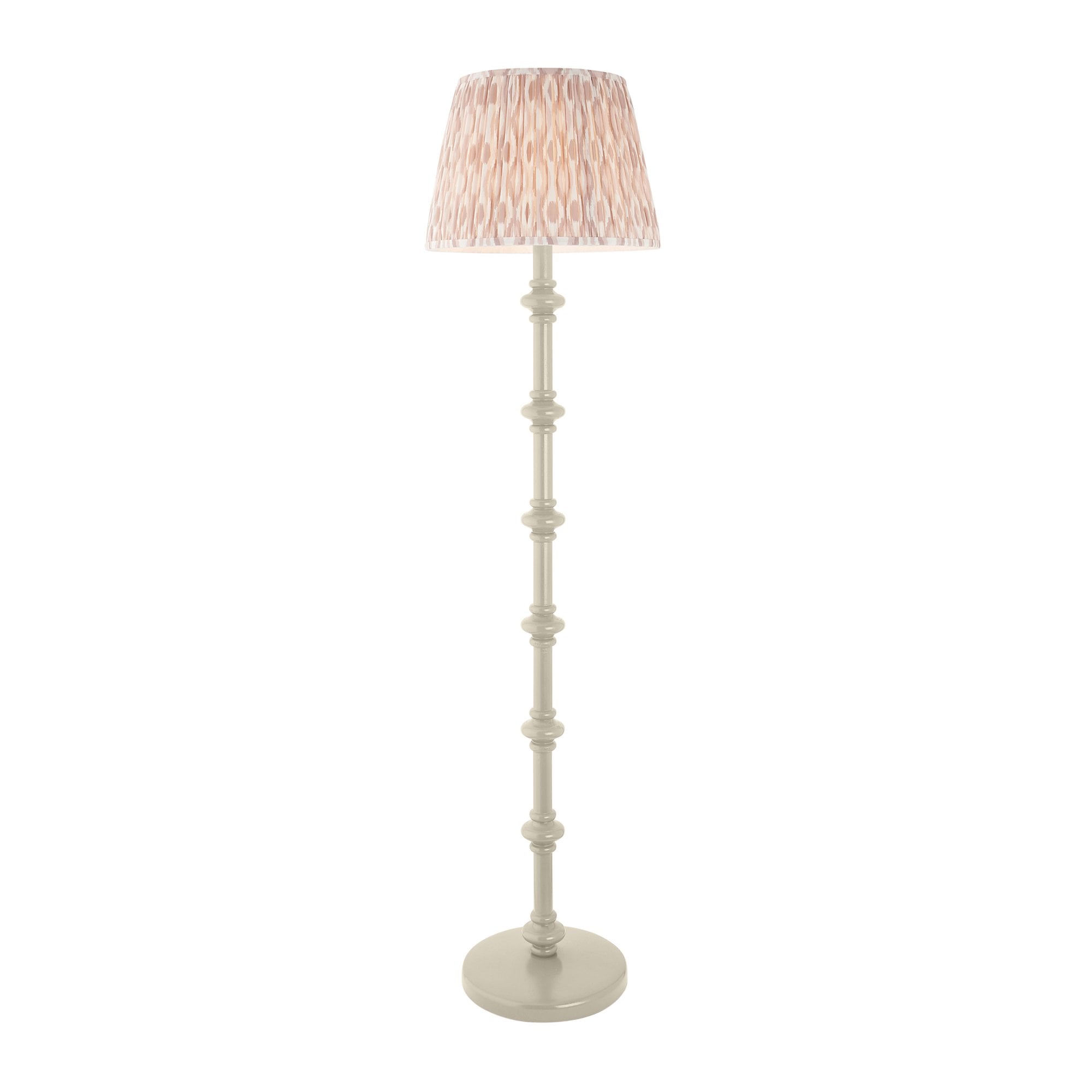 Endon Carnaby Satin Almond White Floor Lamp & Ikat 40cm Neutral Shade