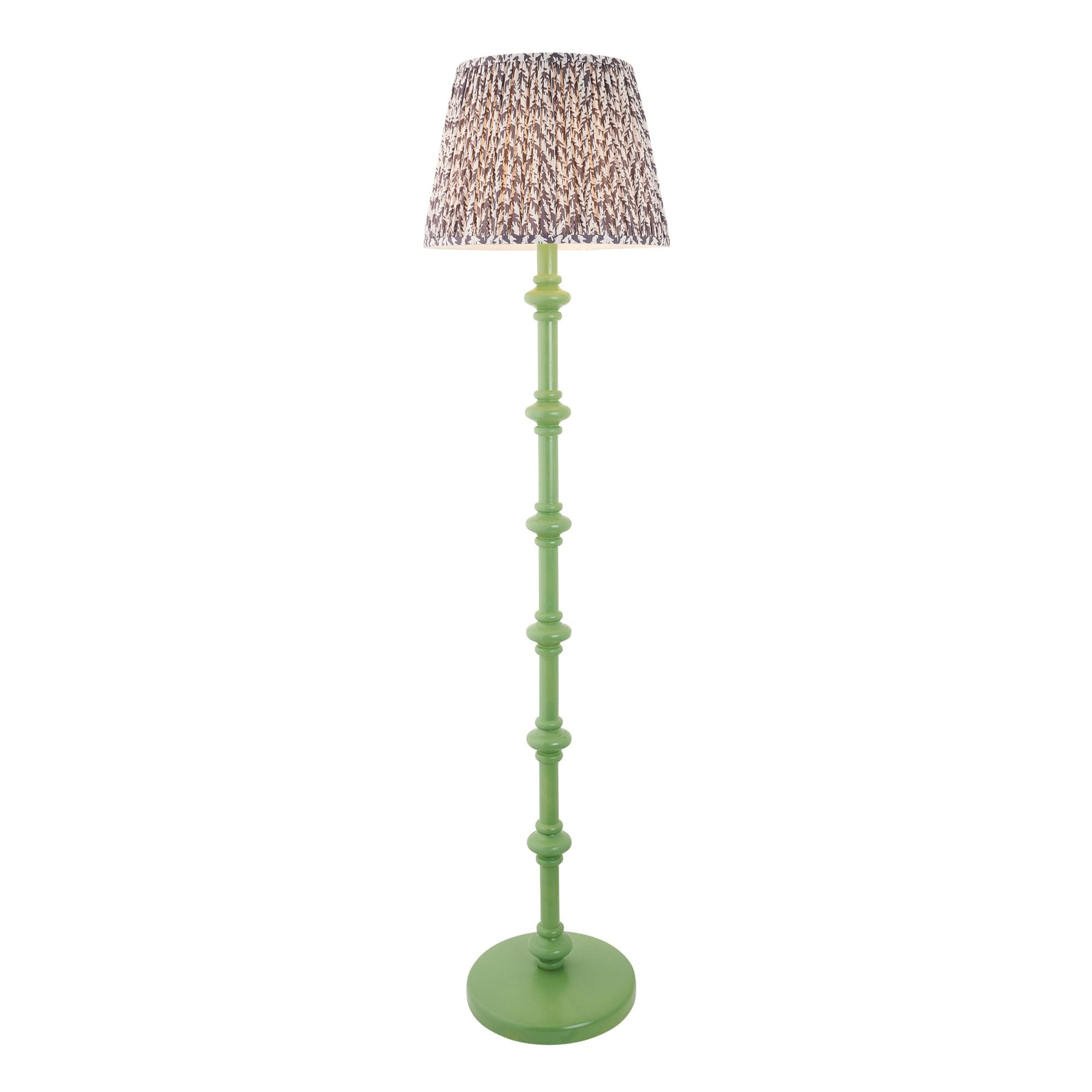 Endon Carnaby Satin Cotswold Green Floor Lamp & Leaf 40cm Pearl Grey Shade