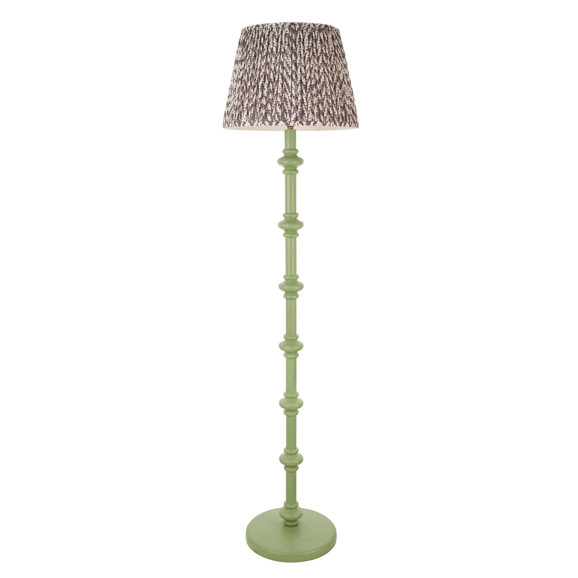 Endon Carnaby Satin Cotswold Green Floor Lamp & Leaf 40cm Pearl Grey Shade