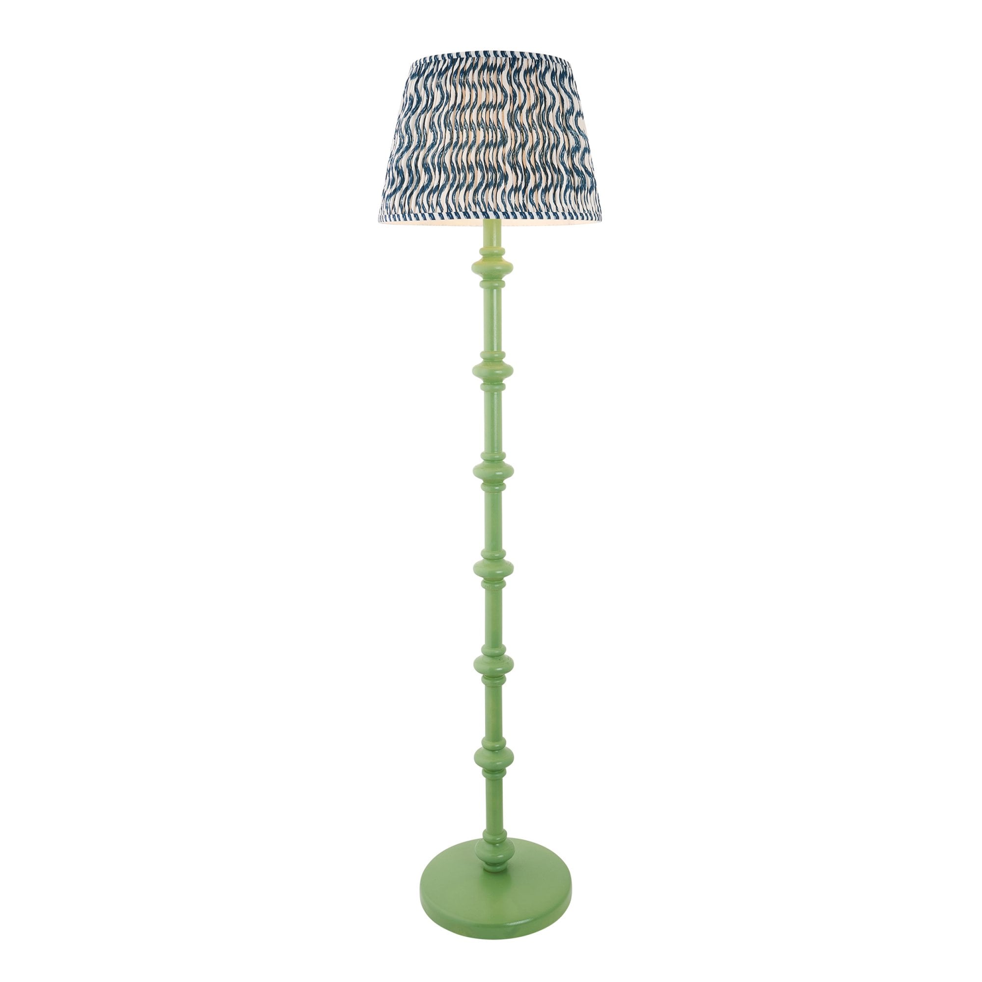 Endon Carnaby Satin Cotswold Green Floor Lamp & Ripple 40cm Marlin Blue Shade
