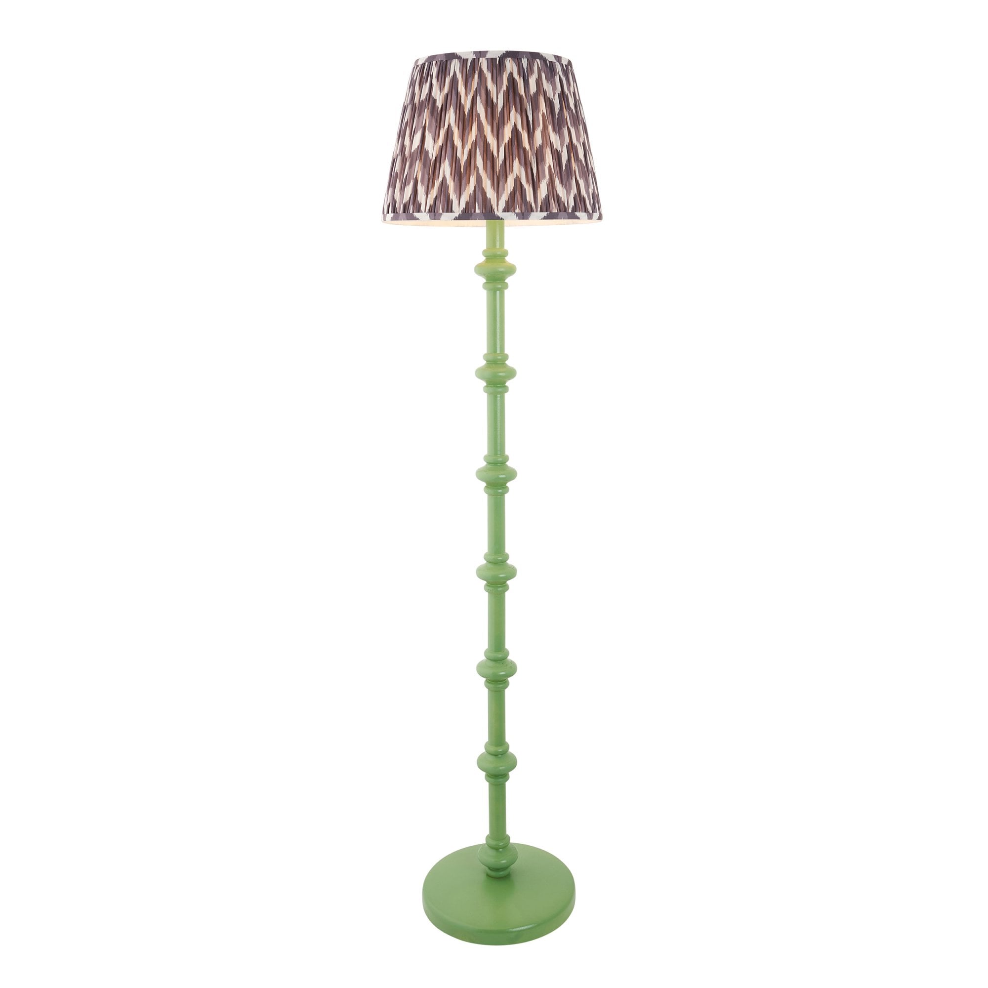 Endon Carnaby Satin Cotswold Green Floor Lamp & Zigzag 40cm Pearl Grey Shade