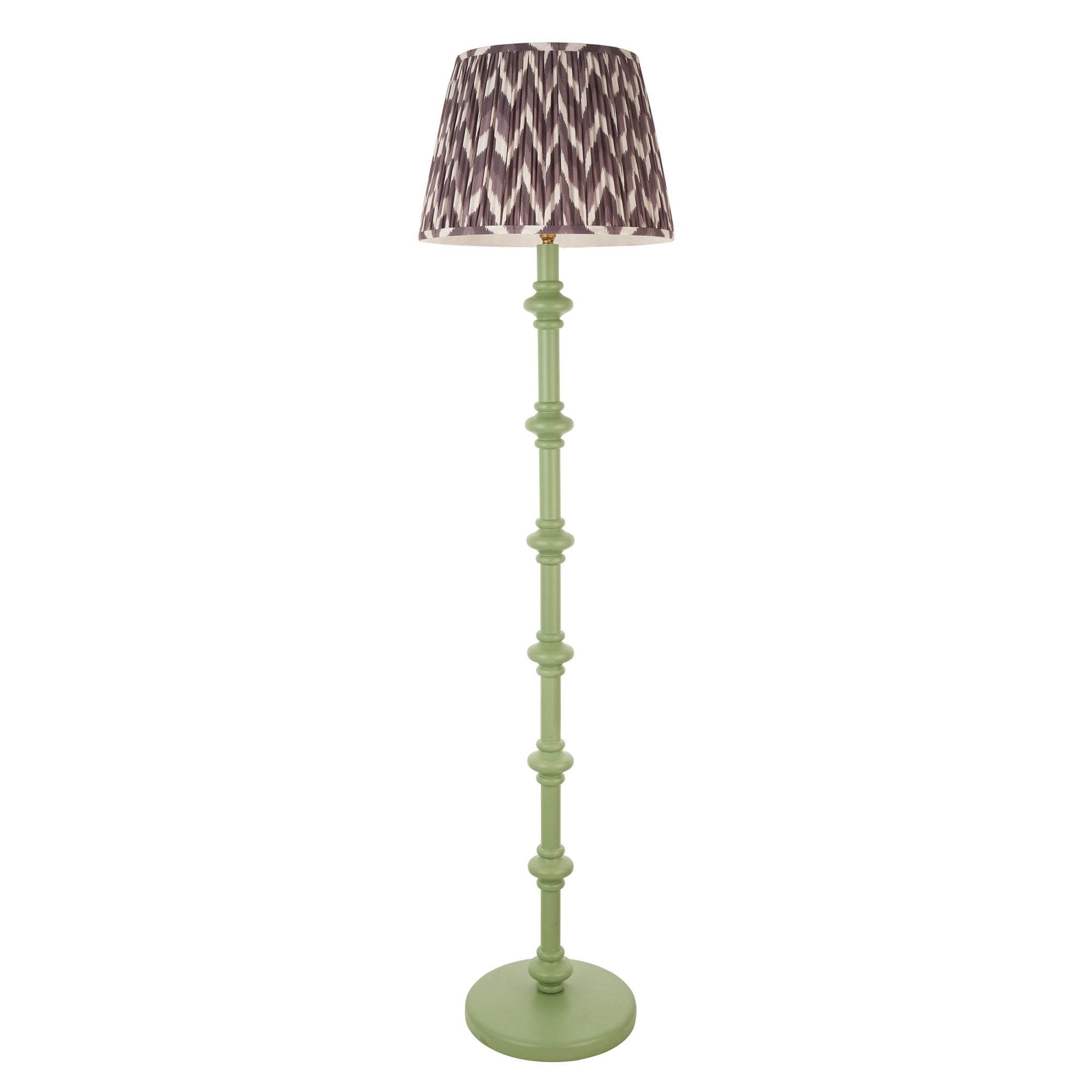 Endon Carnaby Satin Cotswold Green Floor Lamp & Zigzag 40cm Pearl Grey Shade
