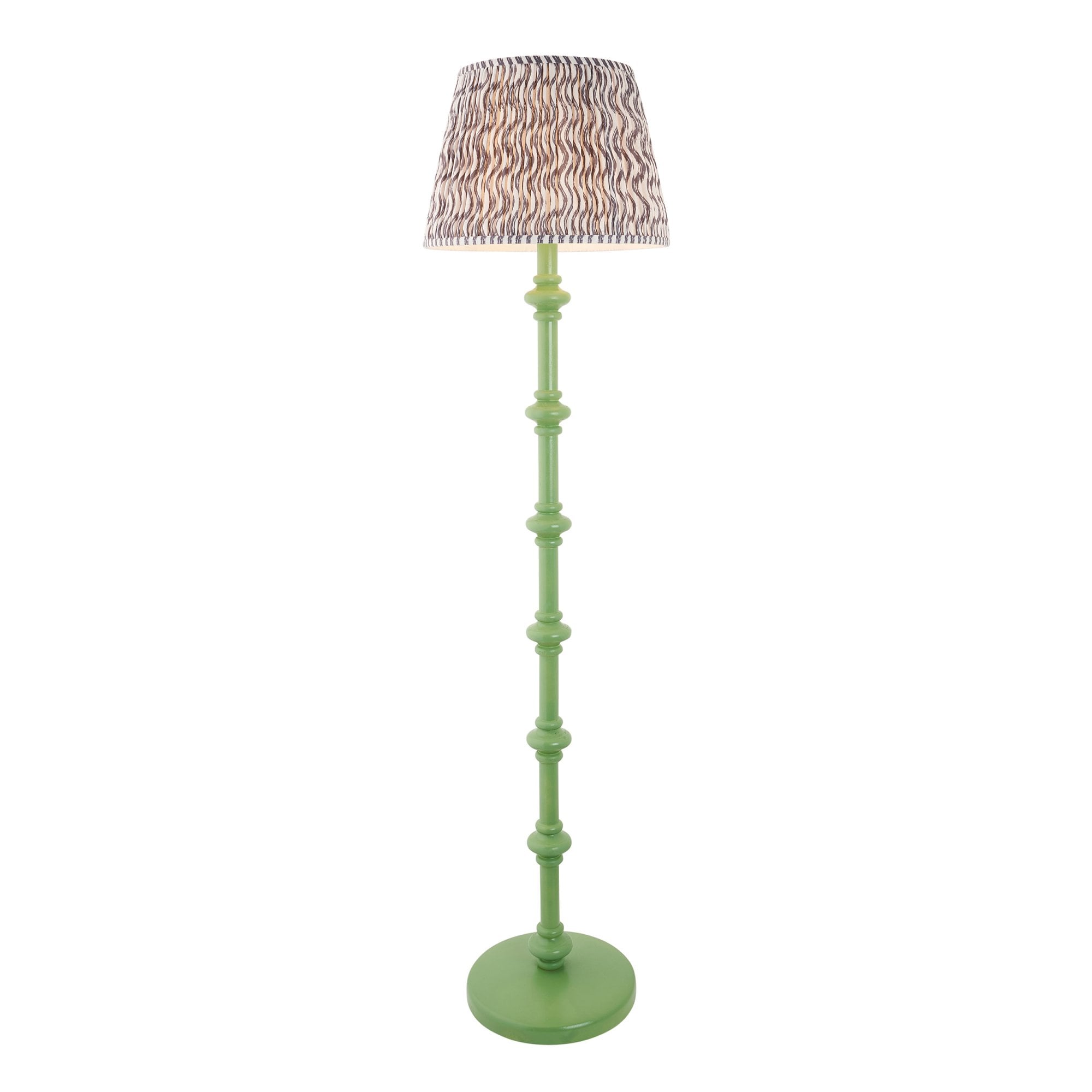 Endon Carnaby Satin Cotswold Green Floor Lamp & Ripple 40cm Pearl Grey Shade