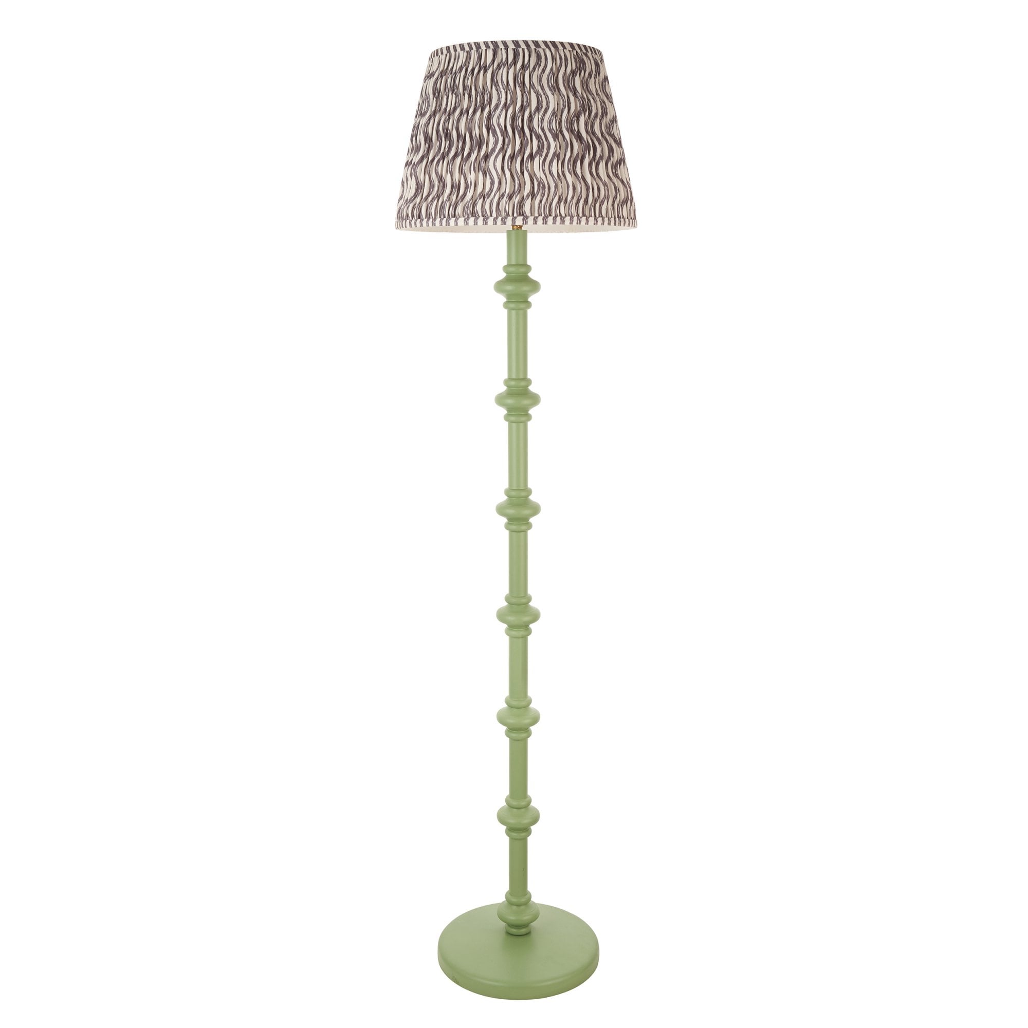 Endon Carnaby Satin Cotswold Green Floor Lamp & Ripple 40cm Pearl Grey Shade