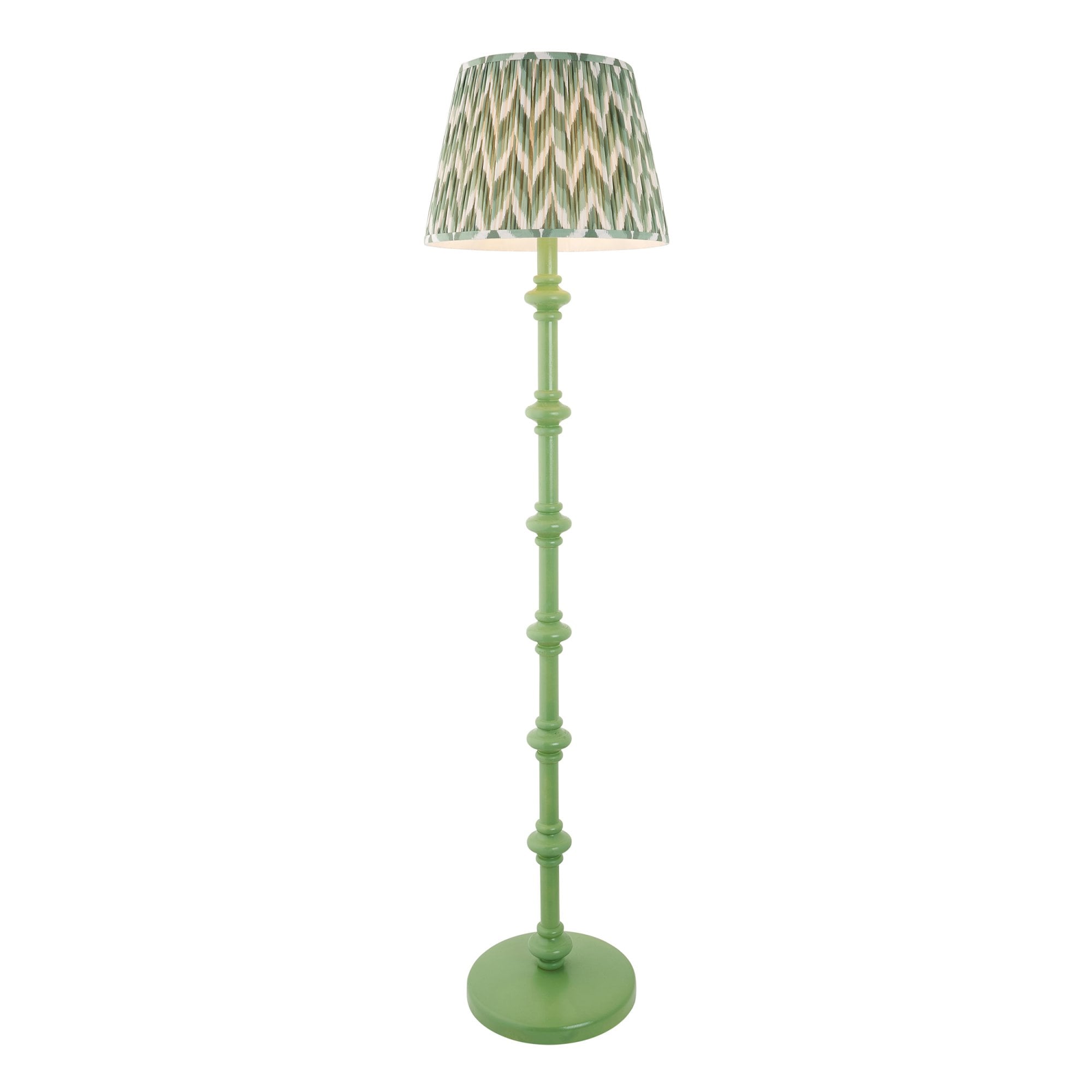 Endon Carnaby Satin Cotswold Green Floor Lamp & Zigzag 40cm Cotswold Green Shade