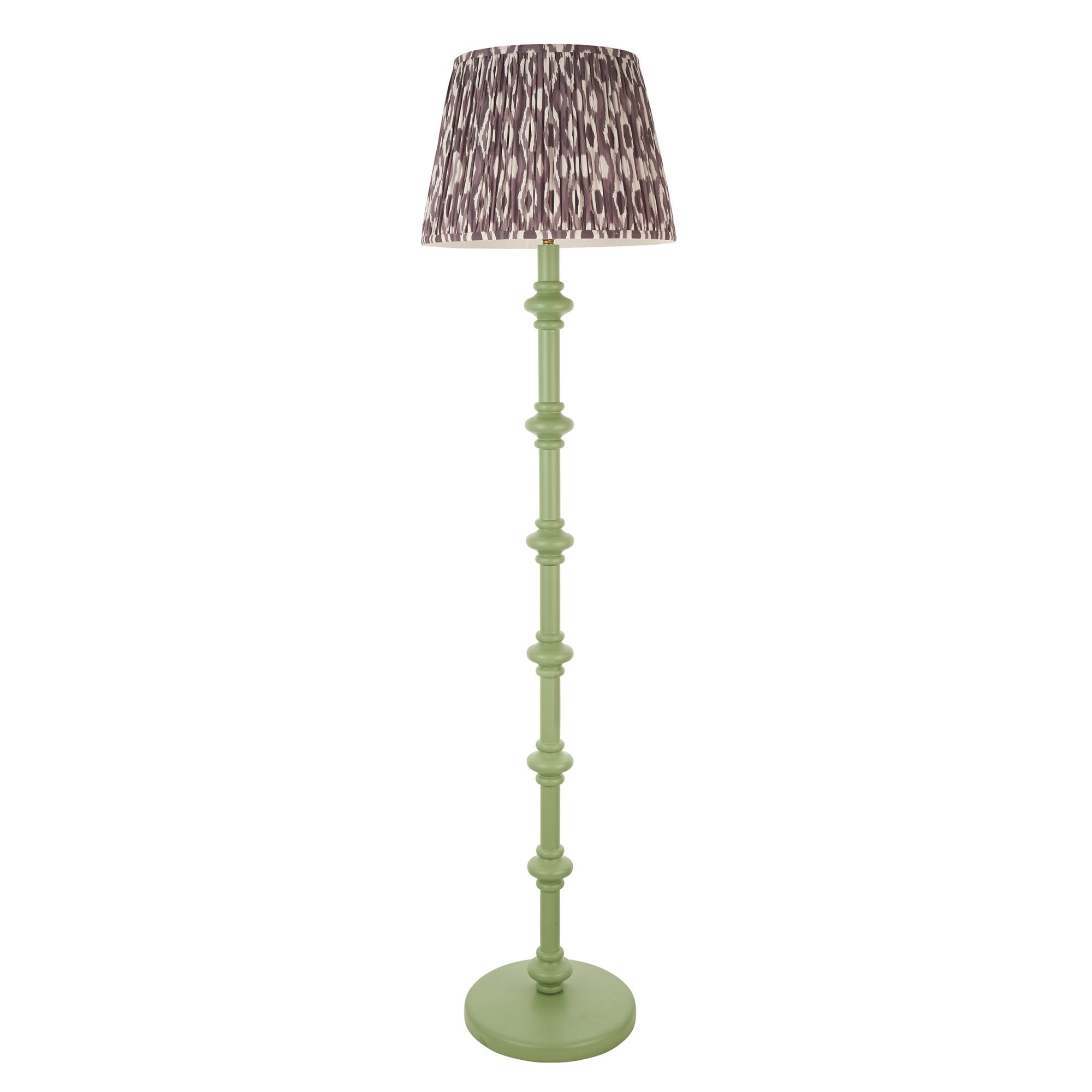 Endon Carnaby Satin Cotswold Green Floor Lamp & Ikat 40cm Pearl Grey Shade