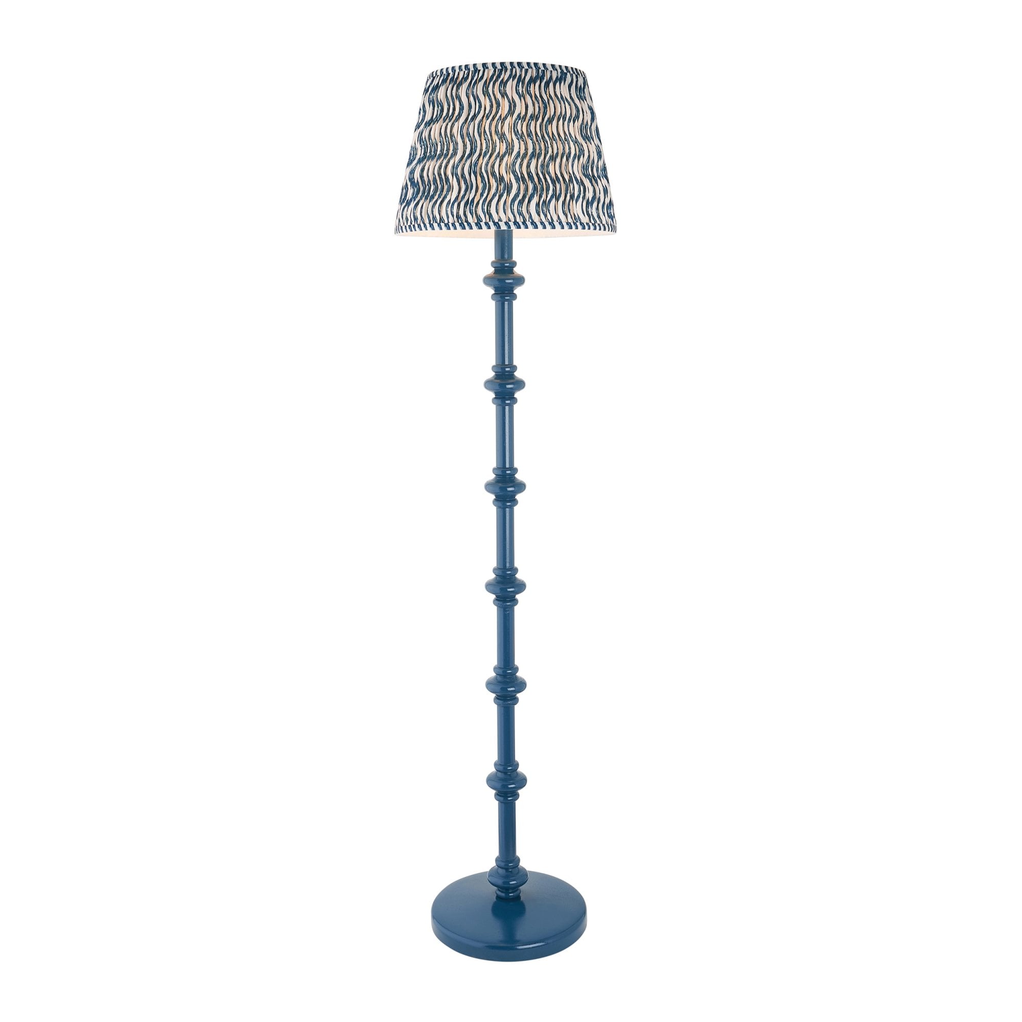 Endon Carnaby Satin Marlin Blue Floor Lamp & Ripple 40cm Marlin Blue Shade