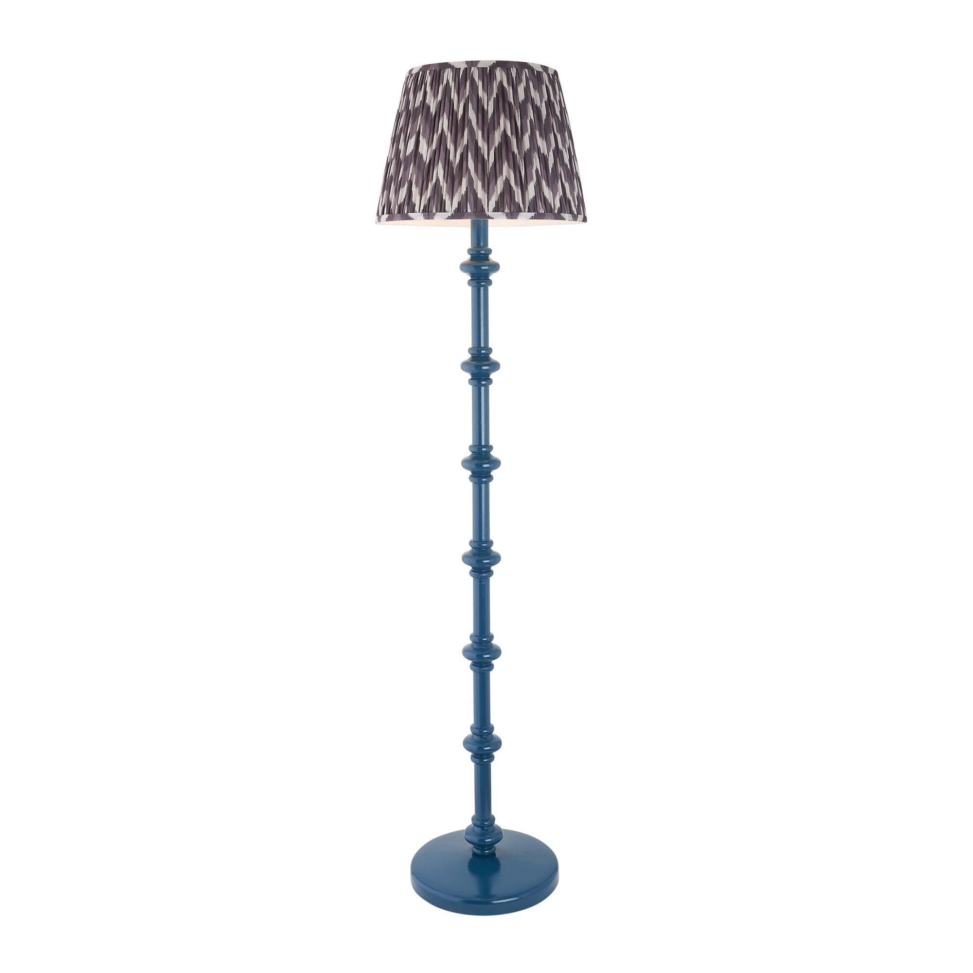Endon Carnaby Satin Marlin Blue Floor Lamp & Zigzag 40cm Pearl Grey Shade
