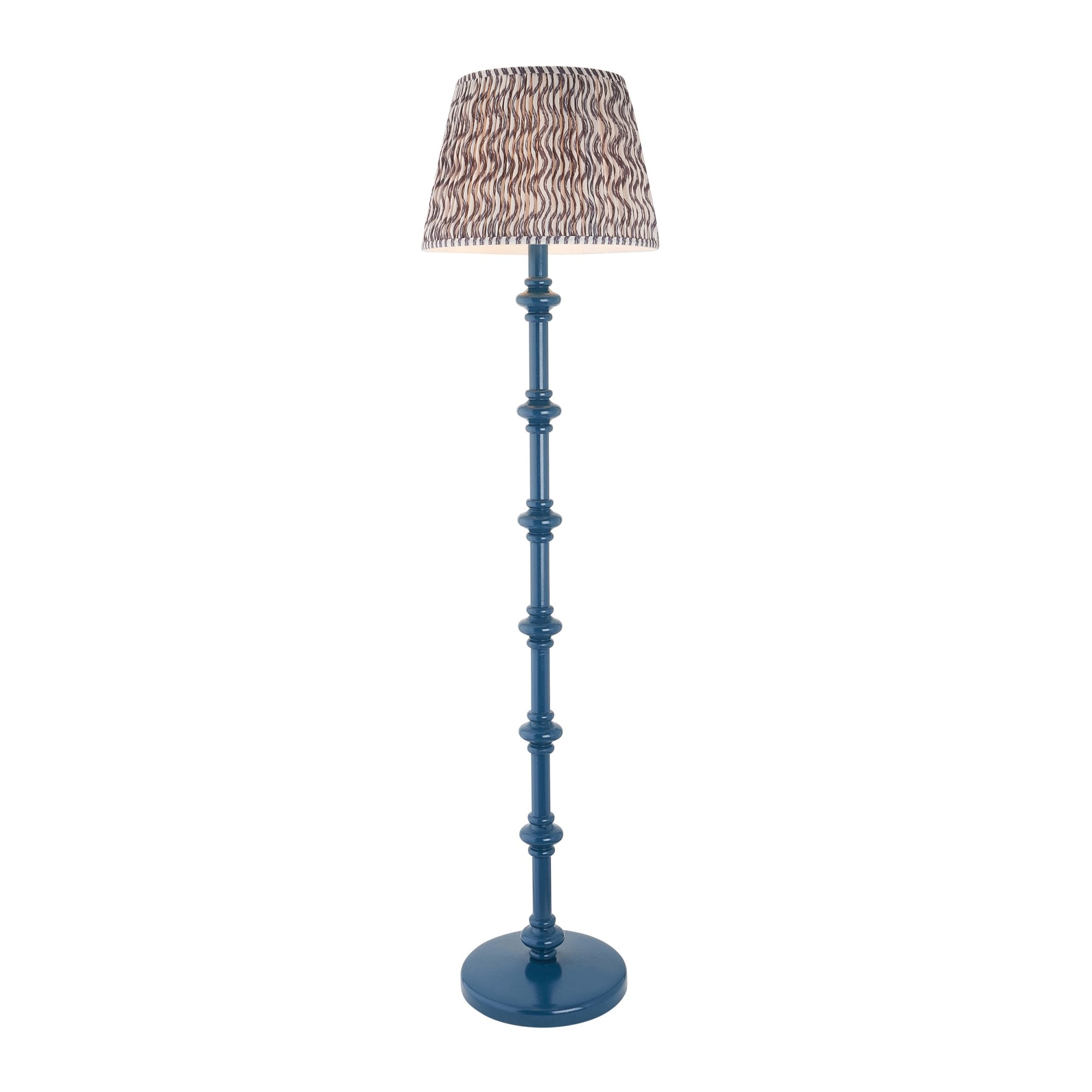 Endon Carnaby Satin Marlin Blue Floor Lamp & Ripple 40cm Pearl Grey Shade