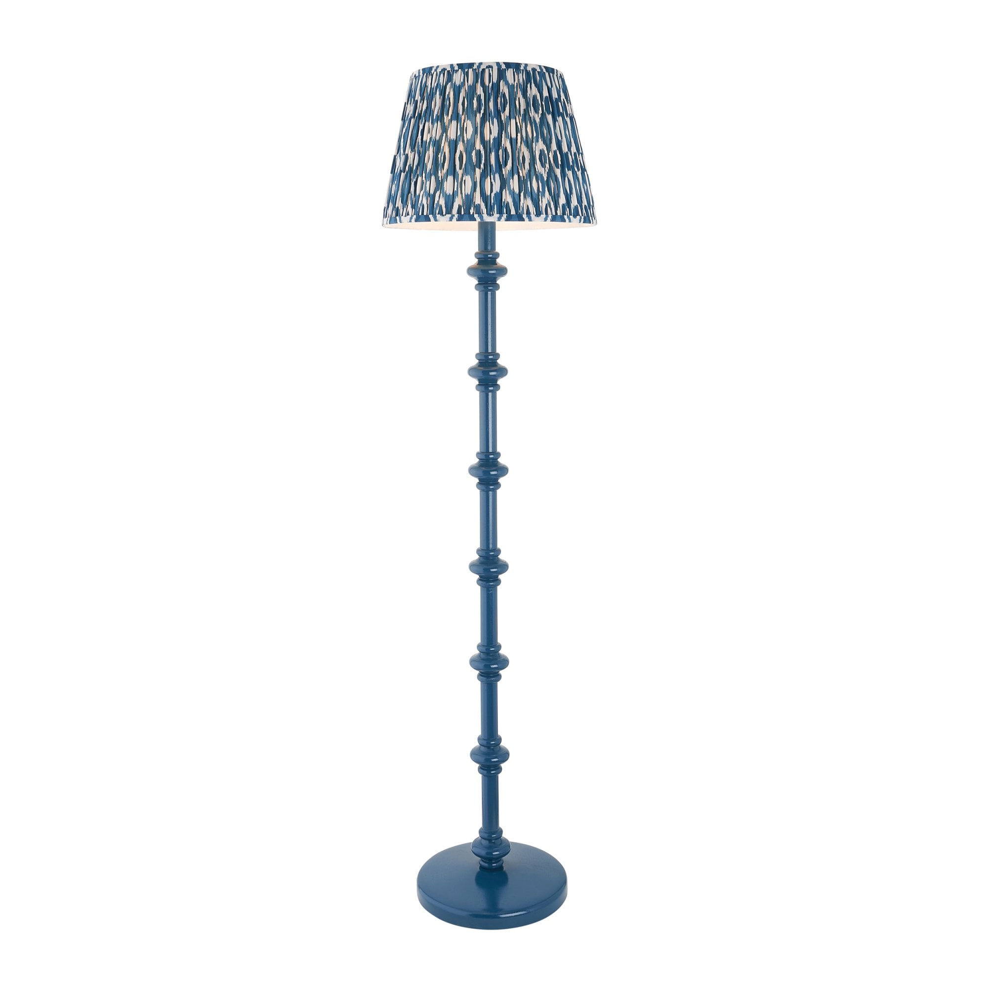 Endon Carnaby Satin Marlin Blue Floor Lamp & Ikat 40cm Marlin Blue Shade