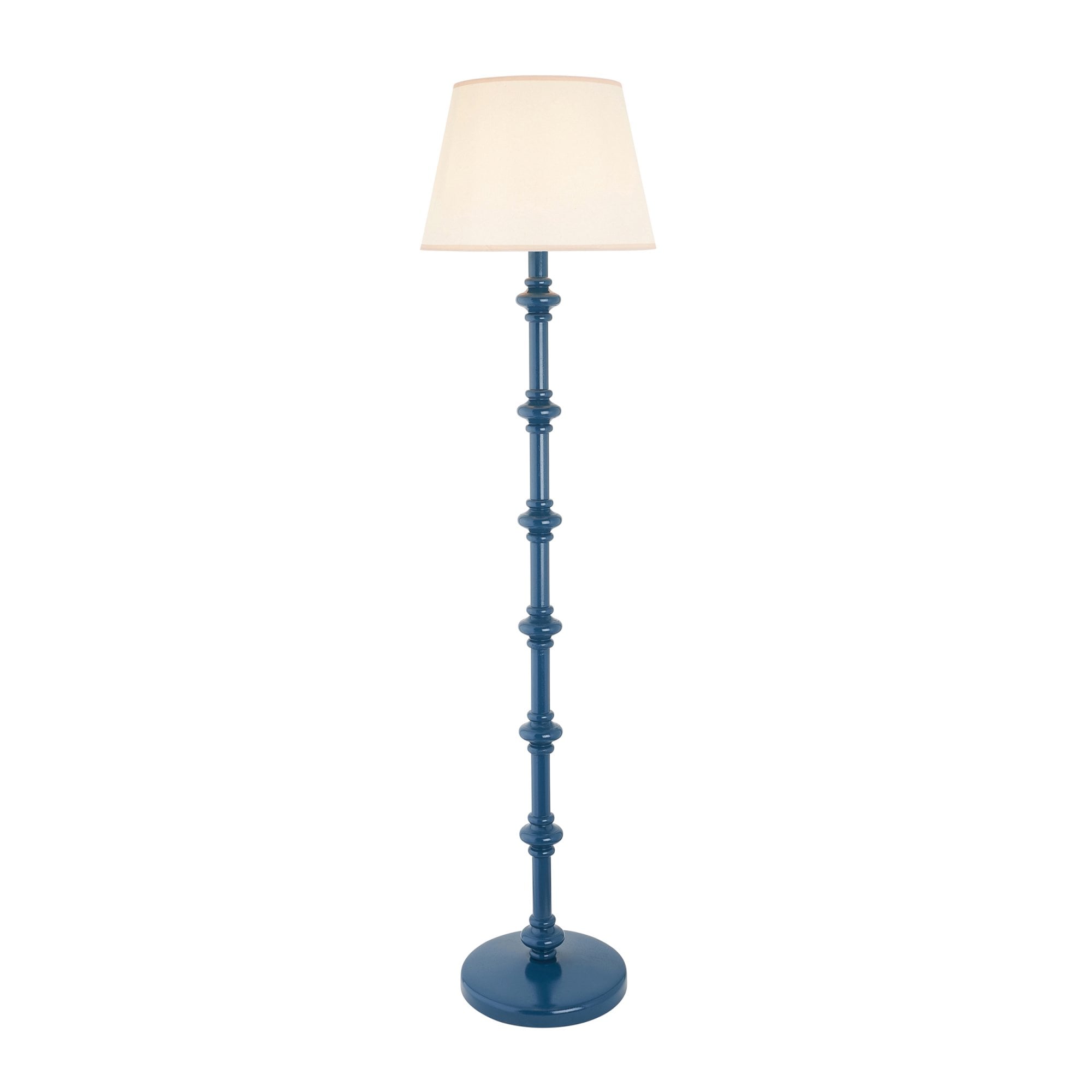Endon Carnaby Satin Marlin Blue Floor Lamp & Ivy 40cm Vintage White Shade
