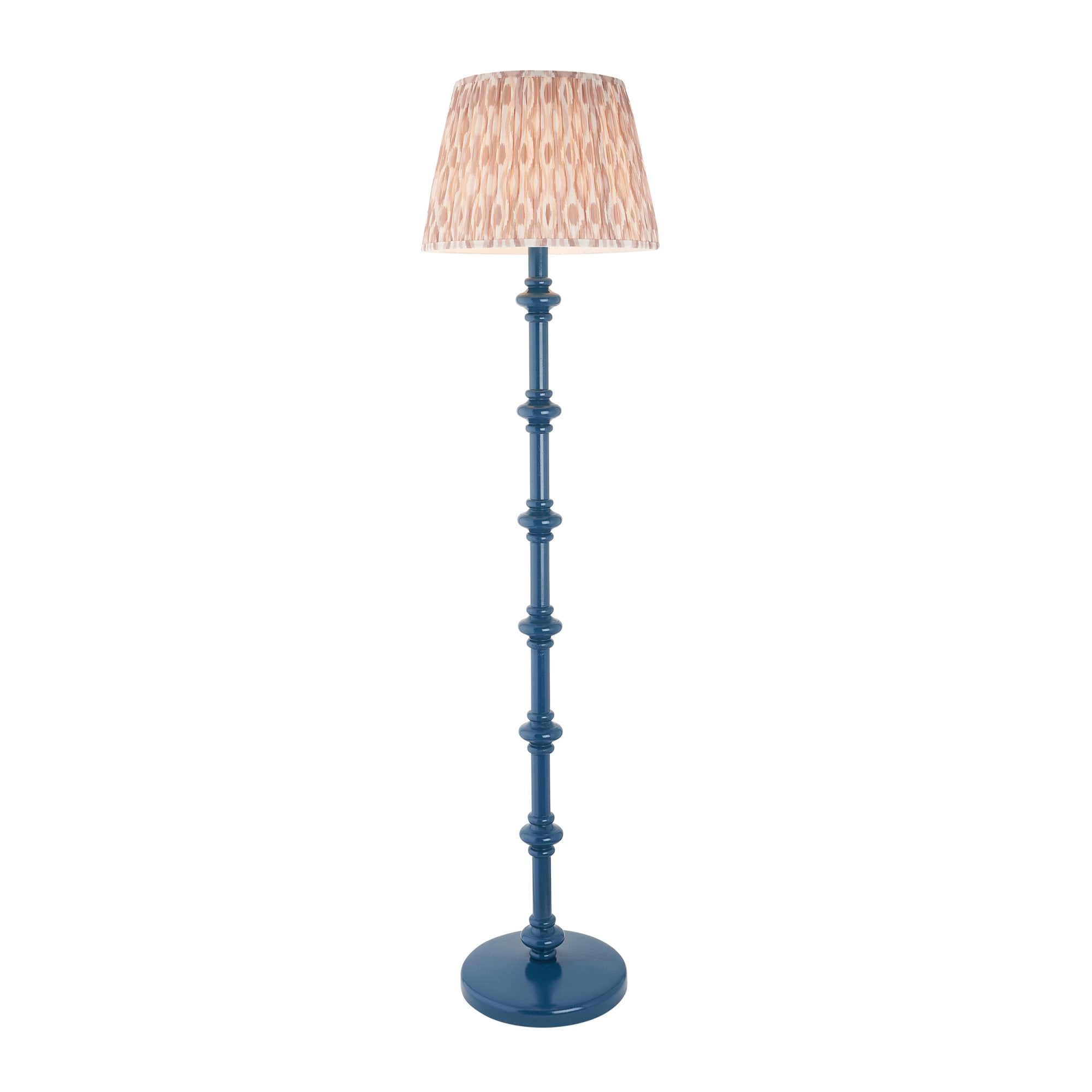 Endon Carnaby Satin Marlin Blue Floor Lamp & Ikat 40cm Neutral Shade
