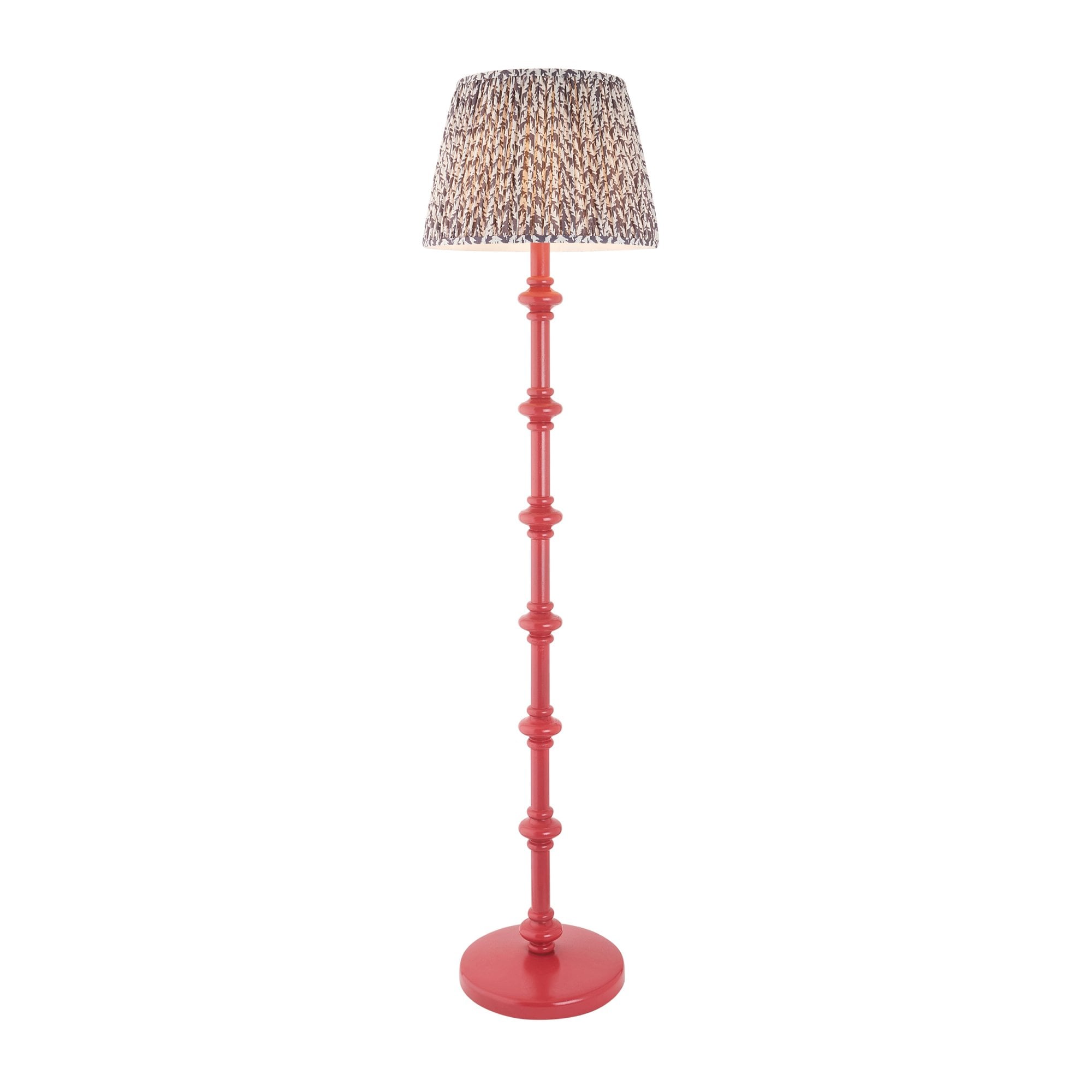 Endon Carnaby Satin Pink Clay Floor Lamp & Leaf 40cm Pearl Grey Shade
