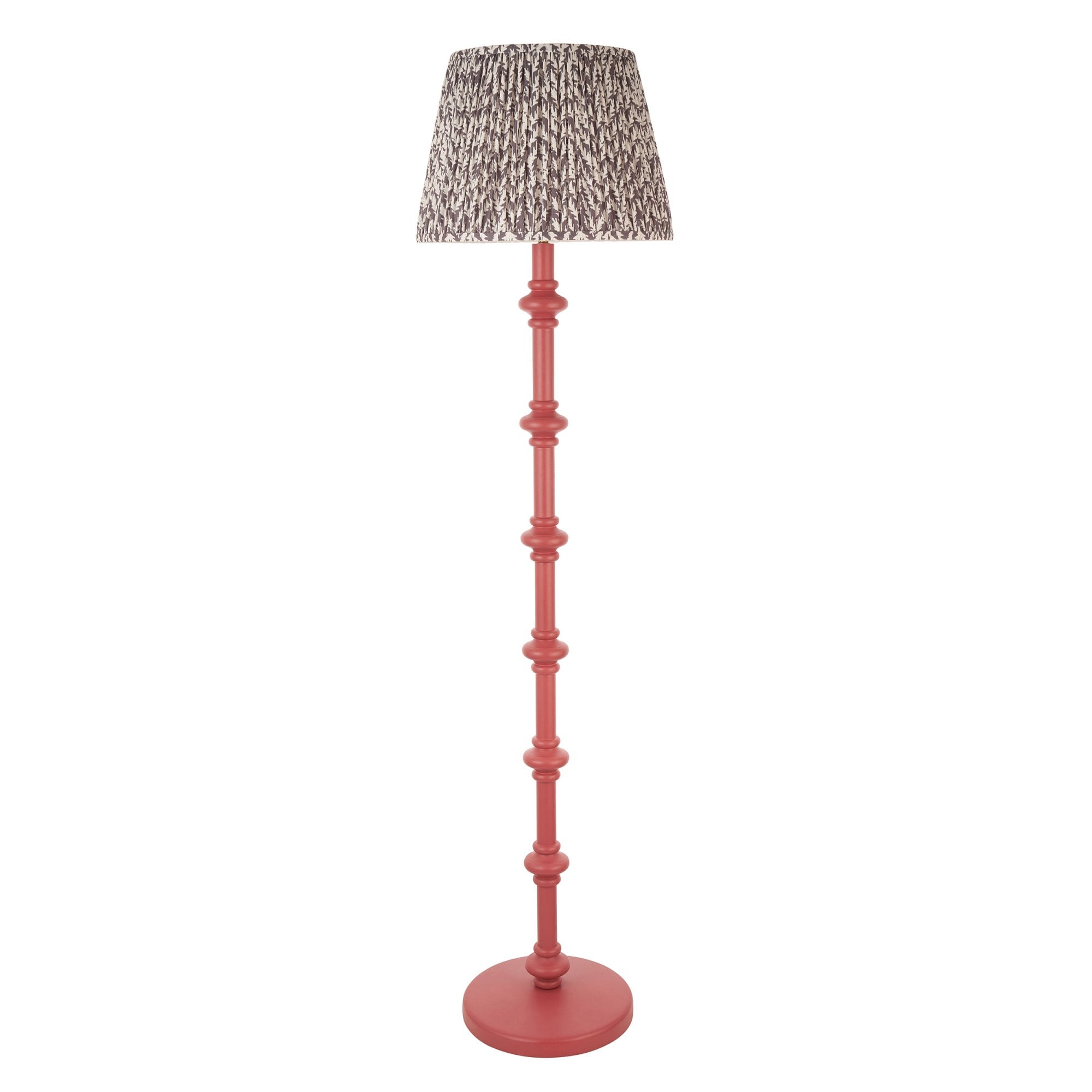 Endon Carnaby Satin Pink Clay Floor Lamp & Leaf 40cm Pearl Grey Shade
