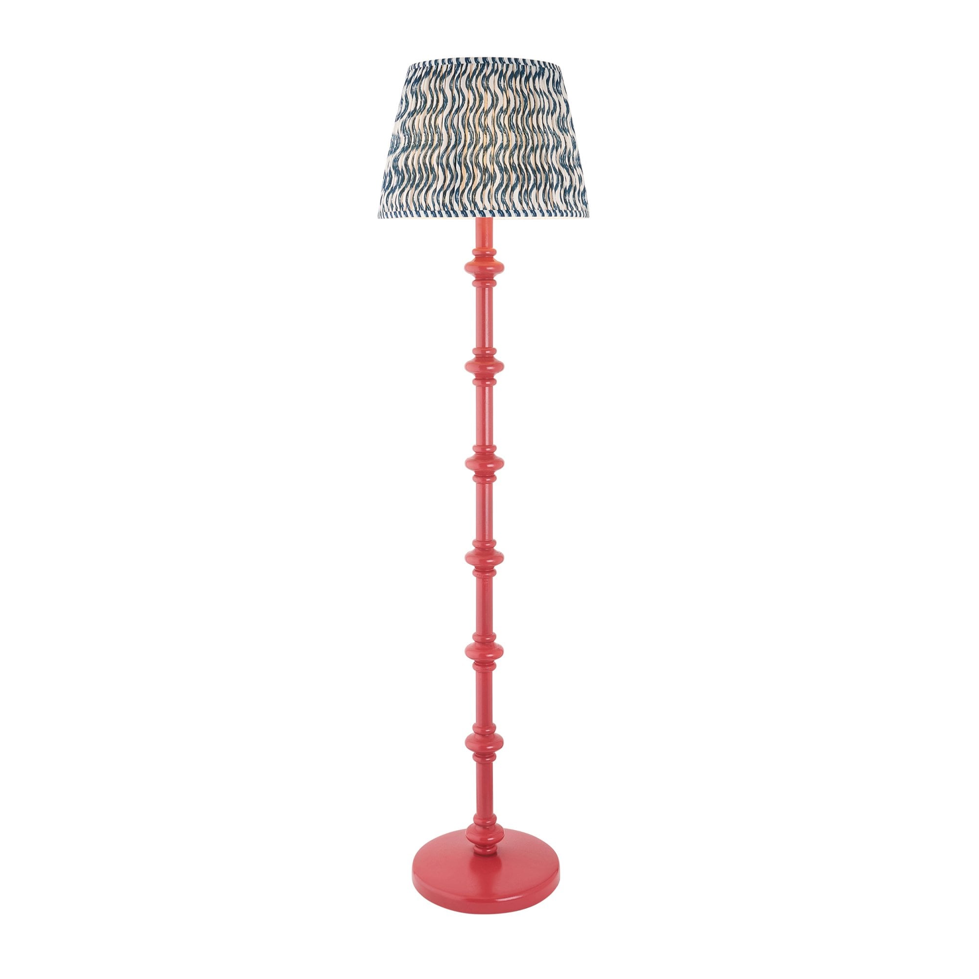 Endon Carnaby Satin Pink Clay Floor Lamp & Ripple 40cm Marlin Blue Shade