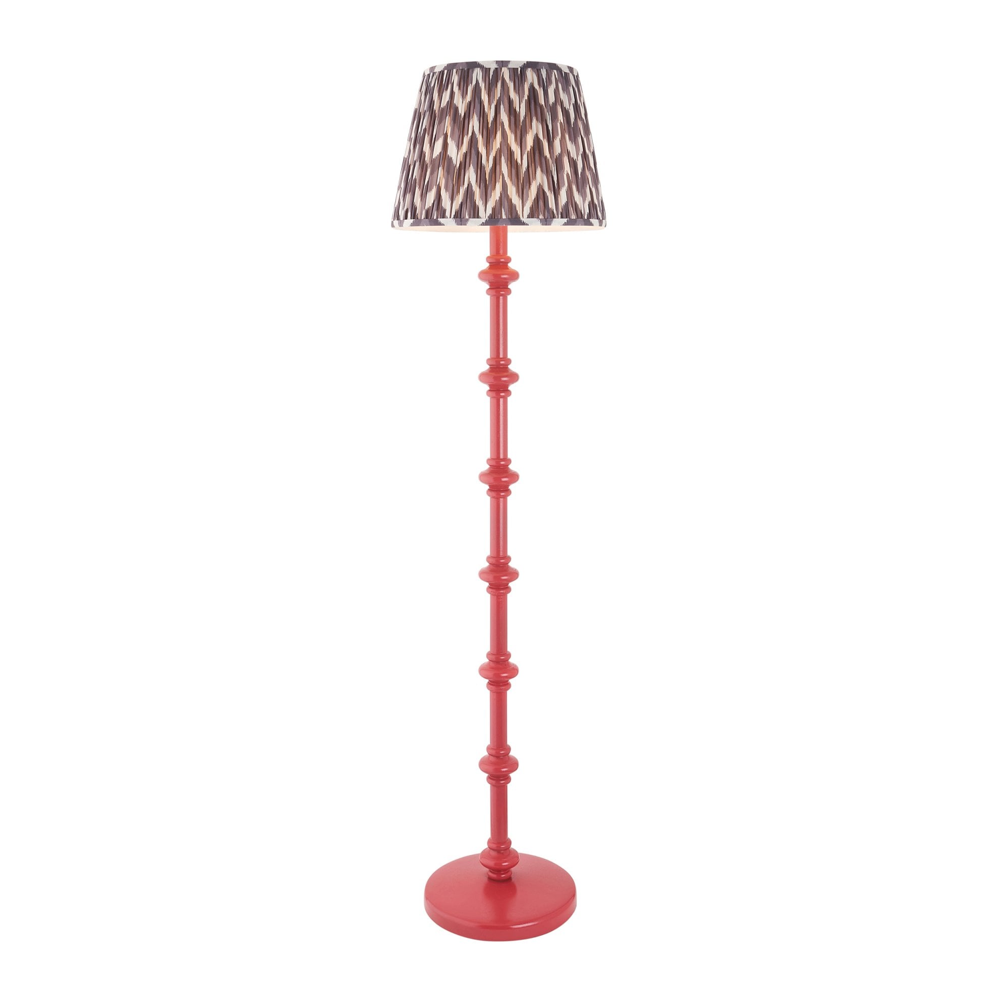 Endon Carnaby Satin Pink Clay Floor Lamp & Zigzag 40cm Pearl Grey Shade
