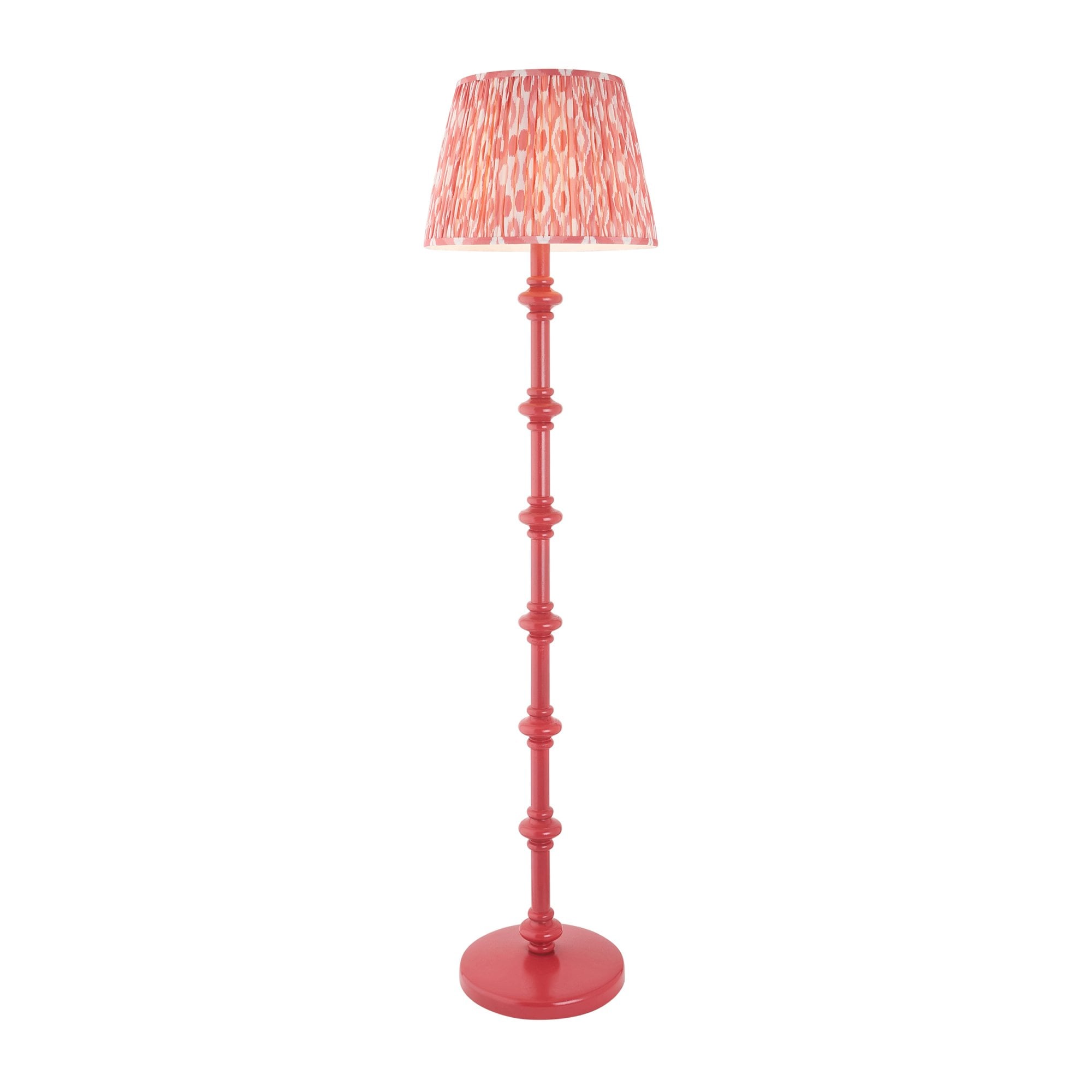 Endon Carnaby Satin Pink Clay Floor Lamp & Ikat 40cm Coral Pink Shade