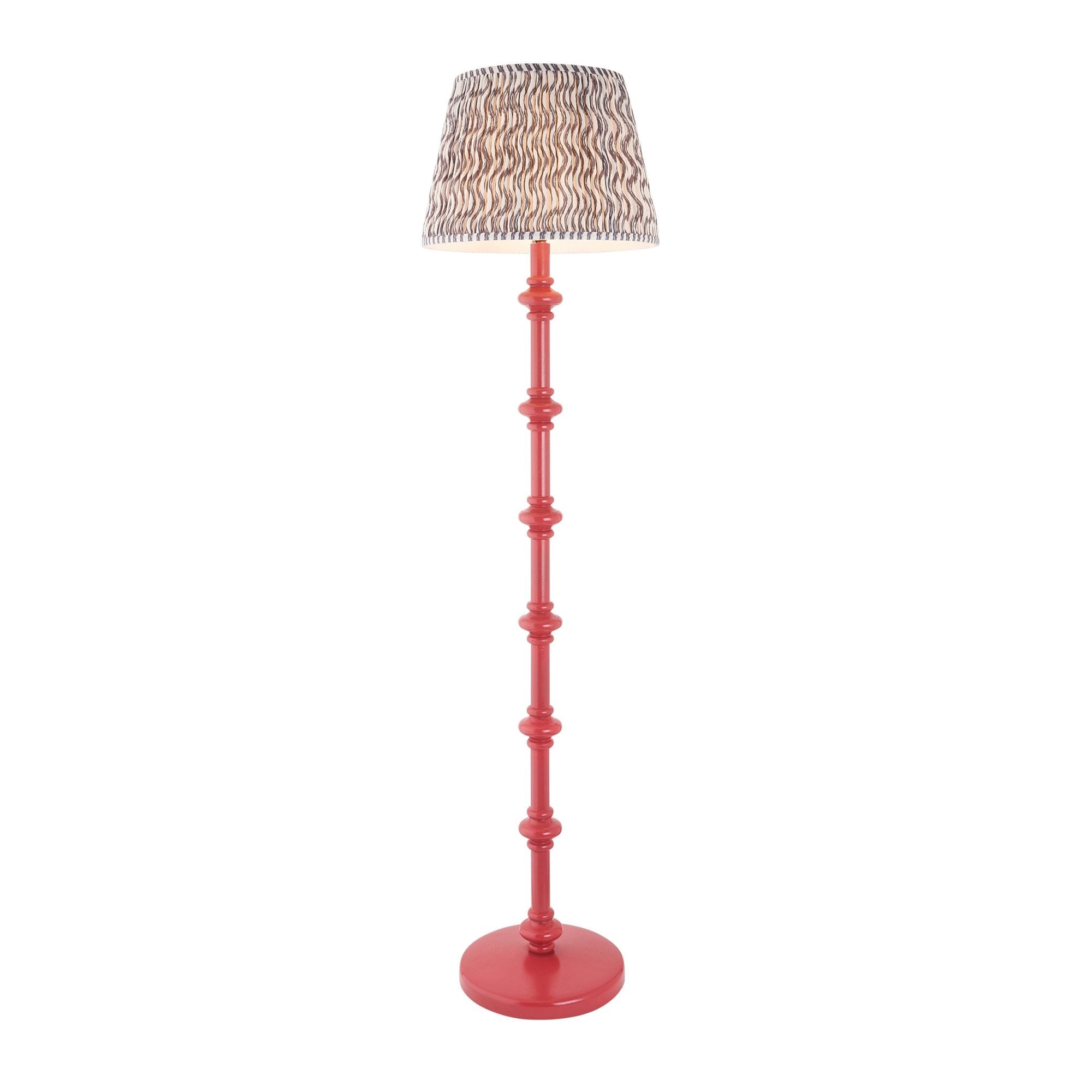 Endon Carnaby Satin Pink Clay Floor Lamp & Ripple 40cm Pearl Grey Shade