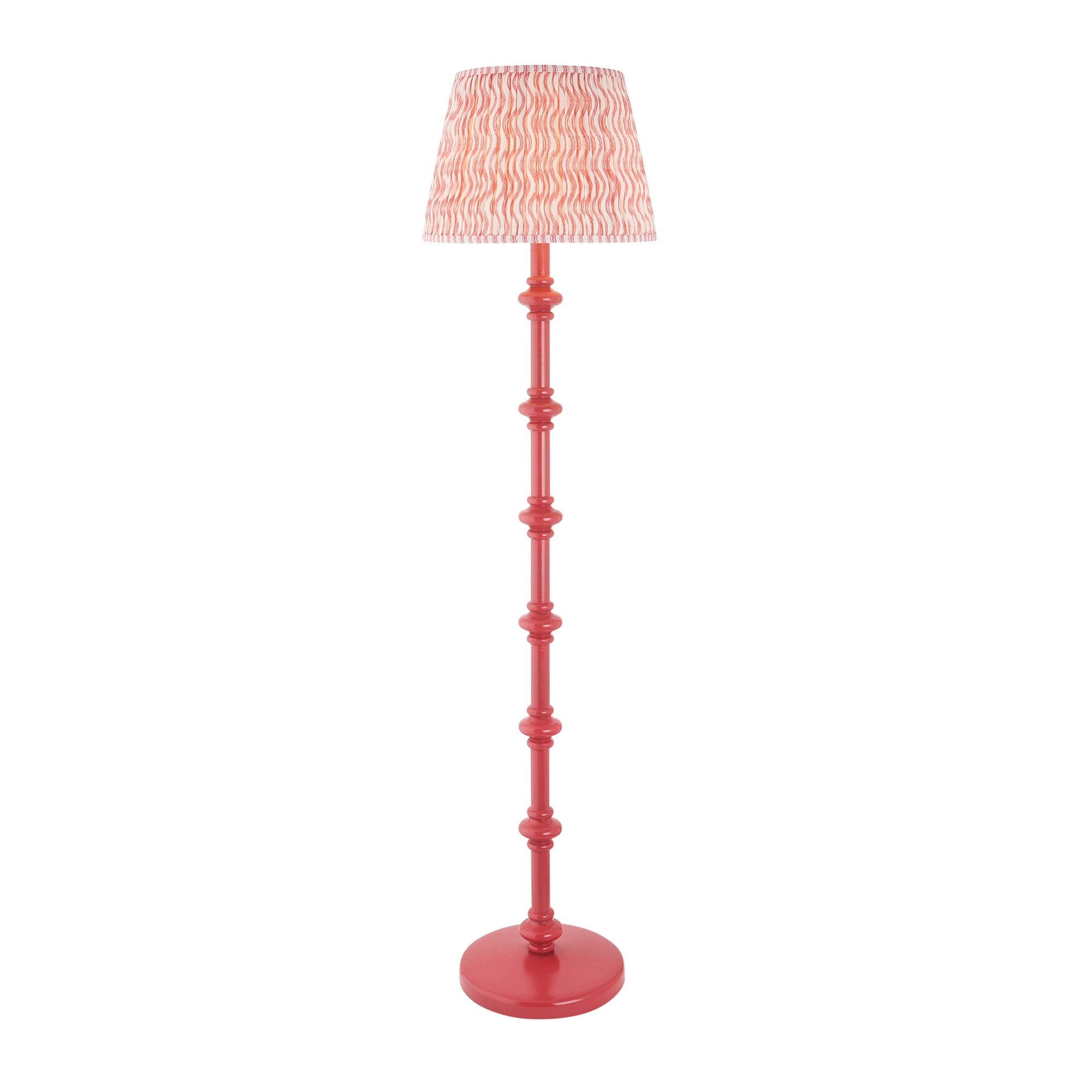 Endon Carnaby Satin Pink Clay Floor Lamp & Ripple 40cm Coral Pink Shade