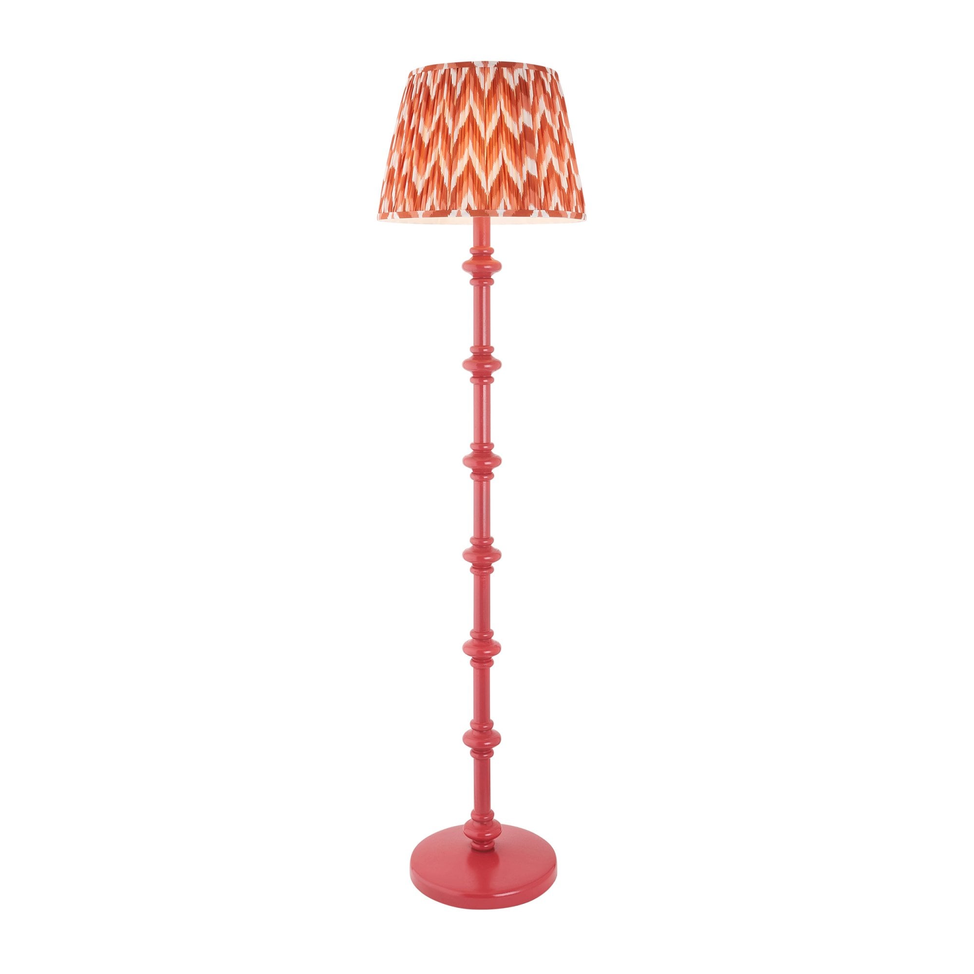 Endon Carnaby Satin Pink Clay Floor Lamp & Zigzag 40cm Apricot Orange Shade