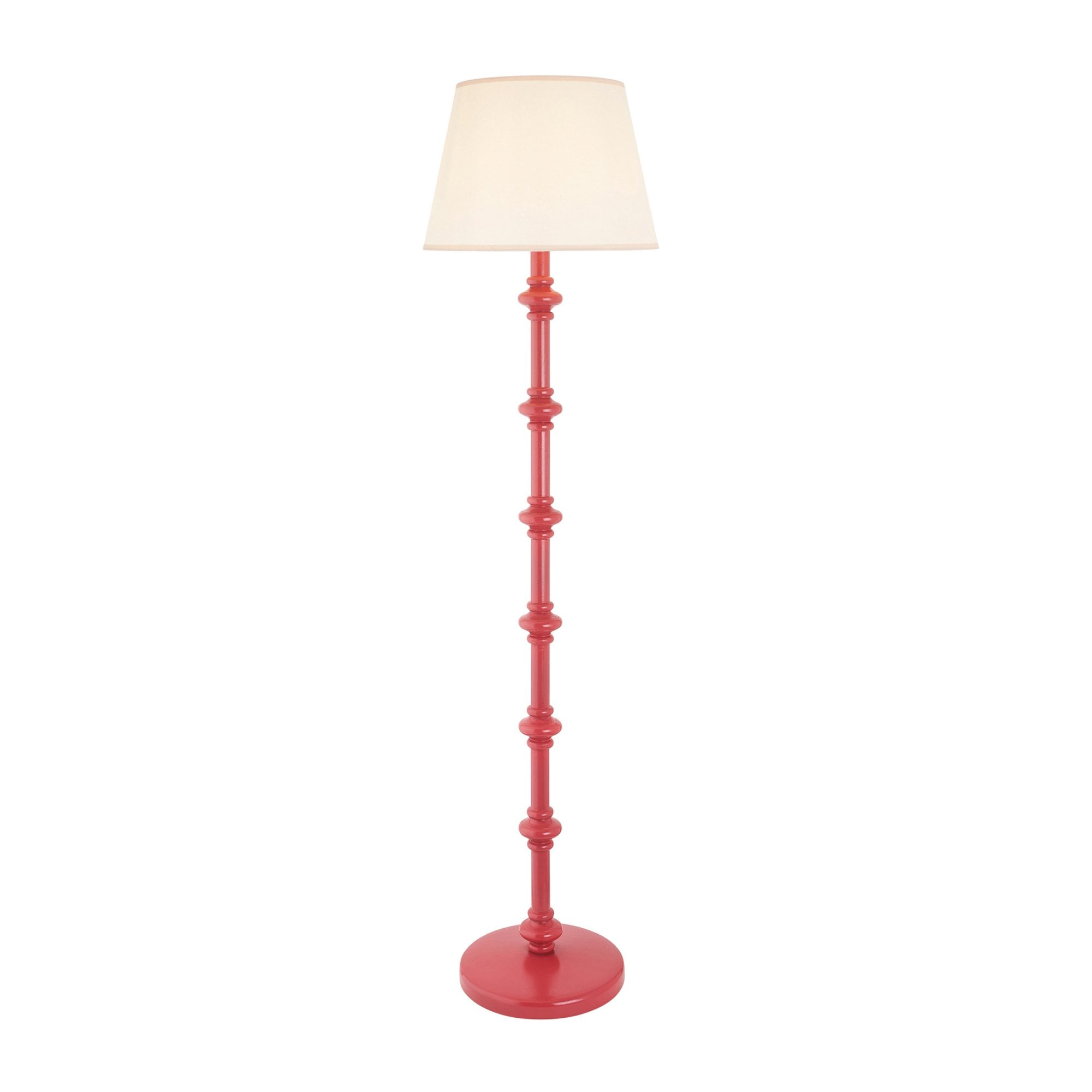 Endon Carnaby Satin Pink Clay Floor Lamp & Ivy 40cm Vintage White Shade