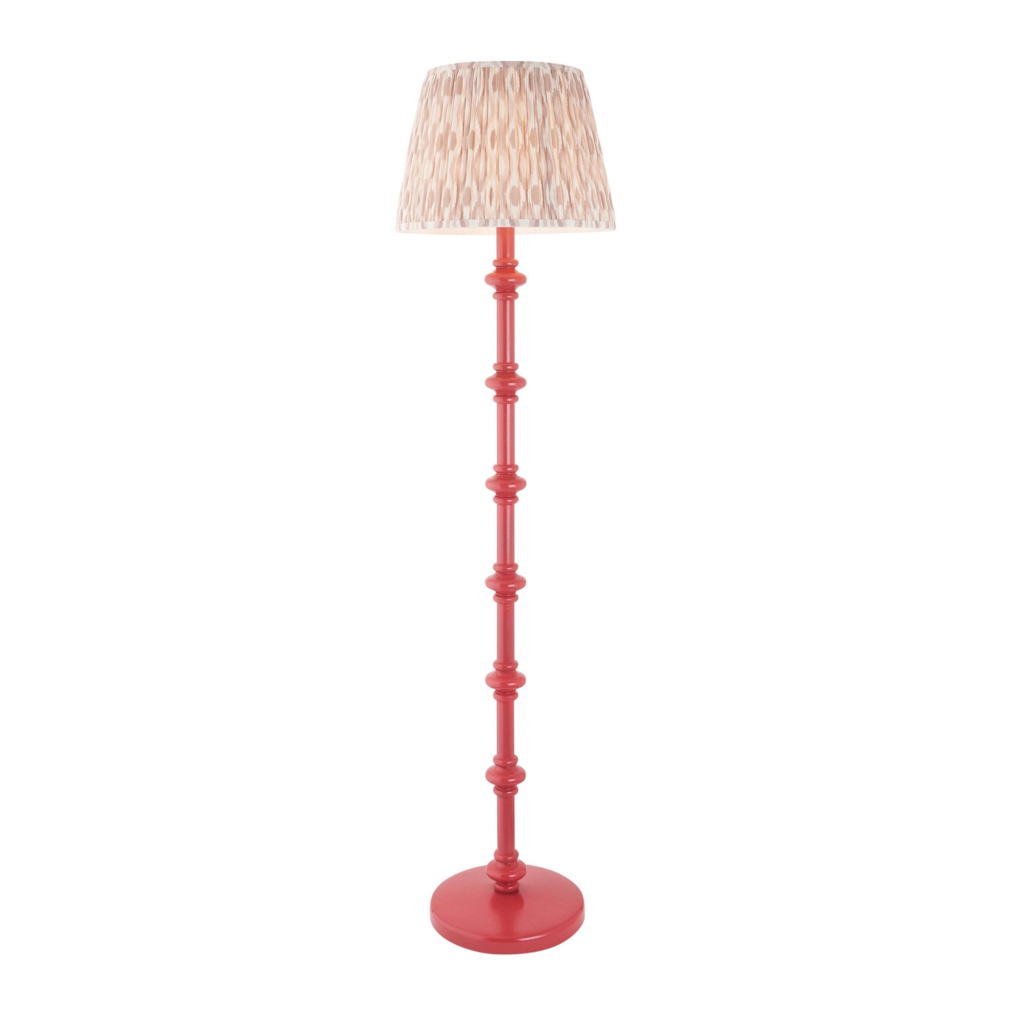 Endon Carnaby Satin Pink Clay Floor Lamp & Ikat 40cm Neutral Shade