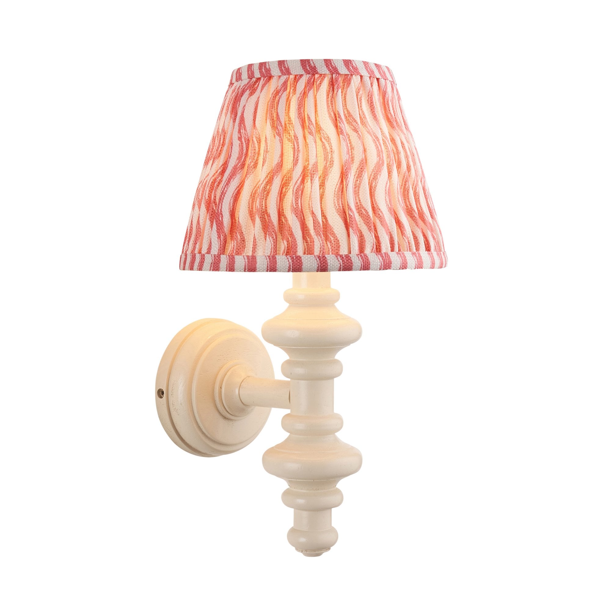 Endon Carnaby Satin Almond White Wall Light & Ripple 20cm Coral Pink Shade