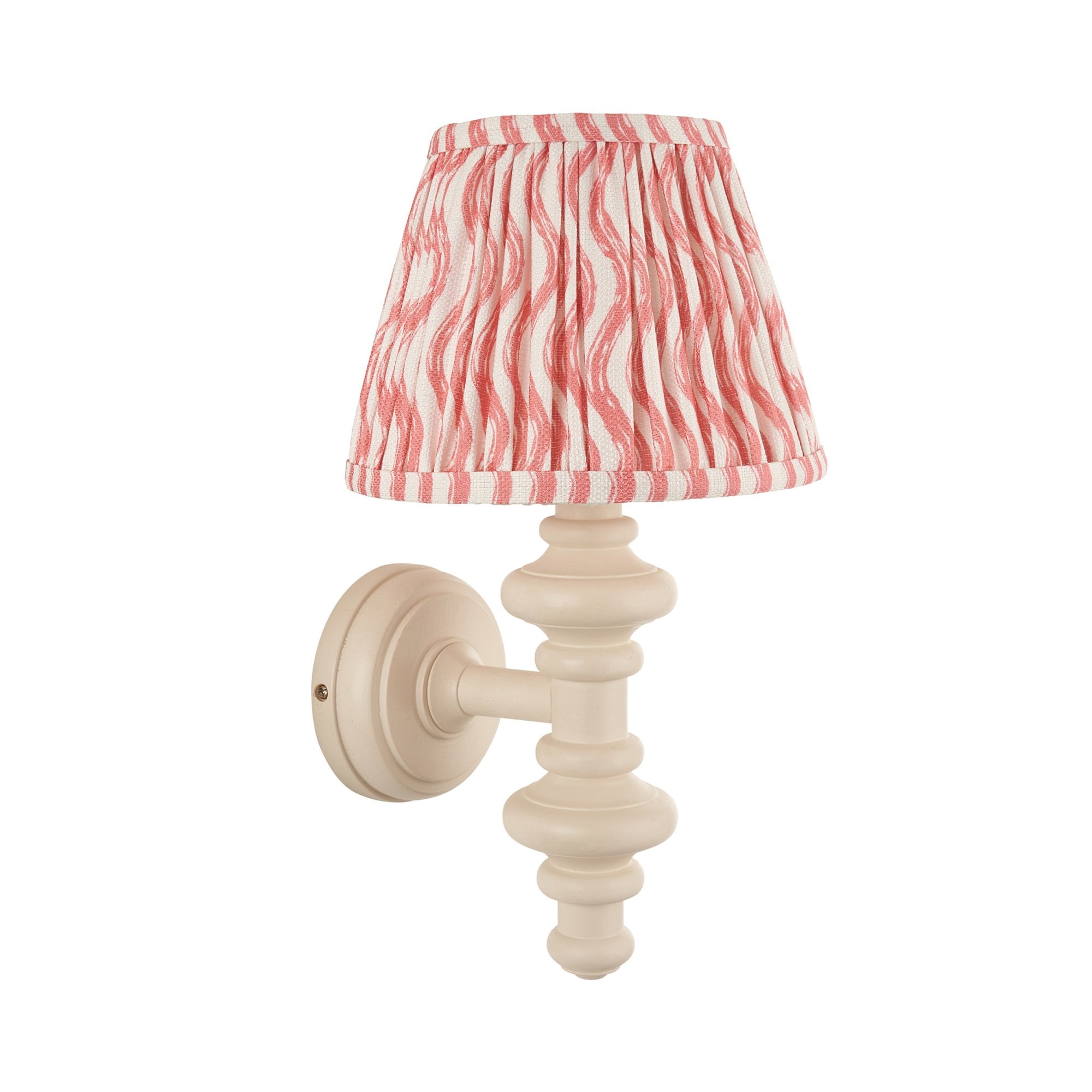 Endon Carnaby Satin Almond White Wall Light & Ripple 20cm Coral Pink Shade