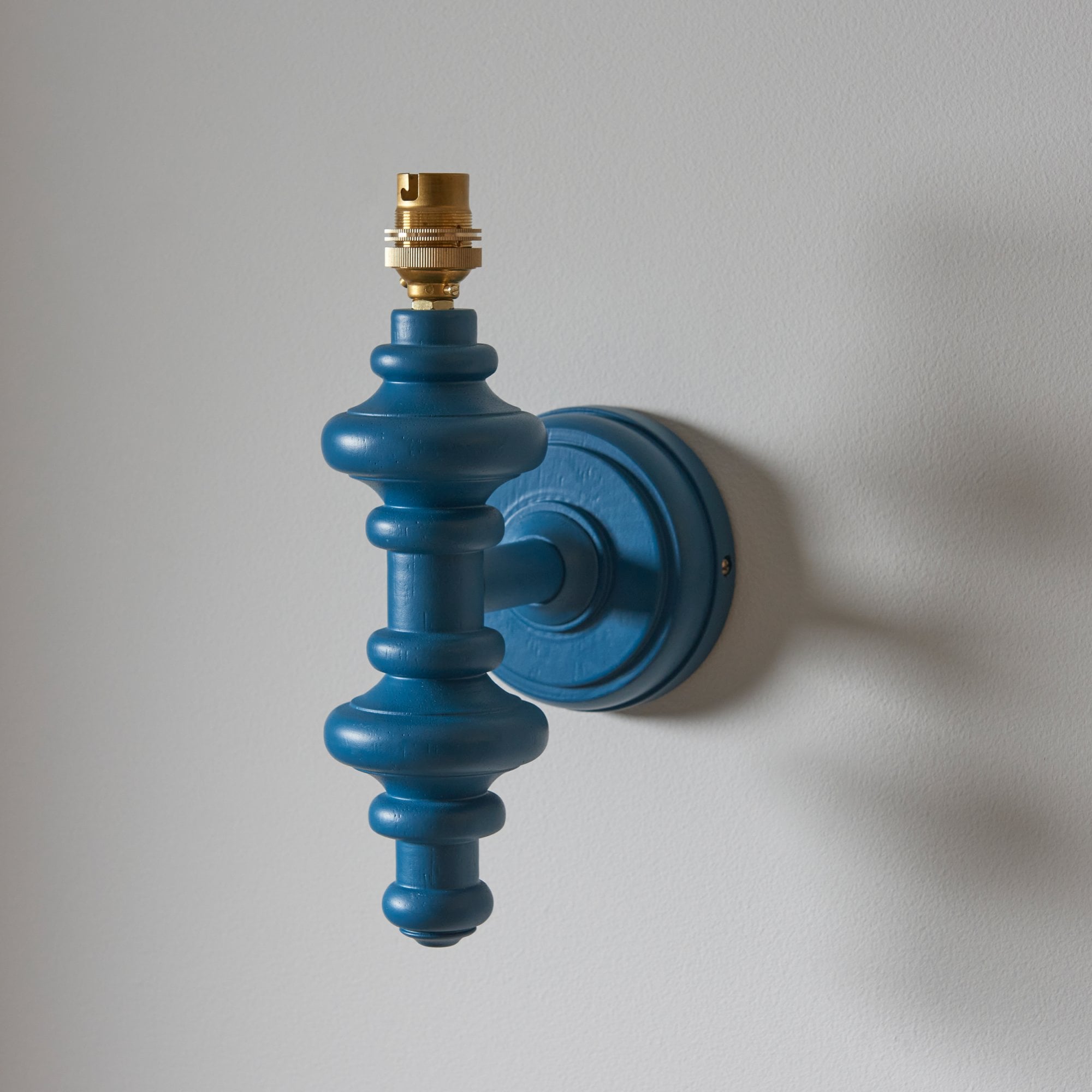 Endon Carnaby Satin Marlin Blue Wall Light & Ikat 20cm Neutral Shade