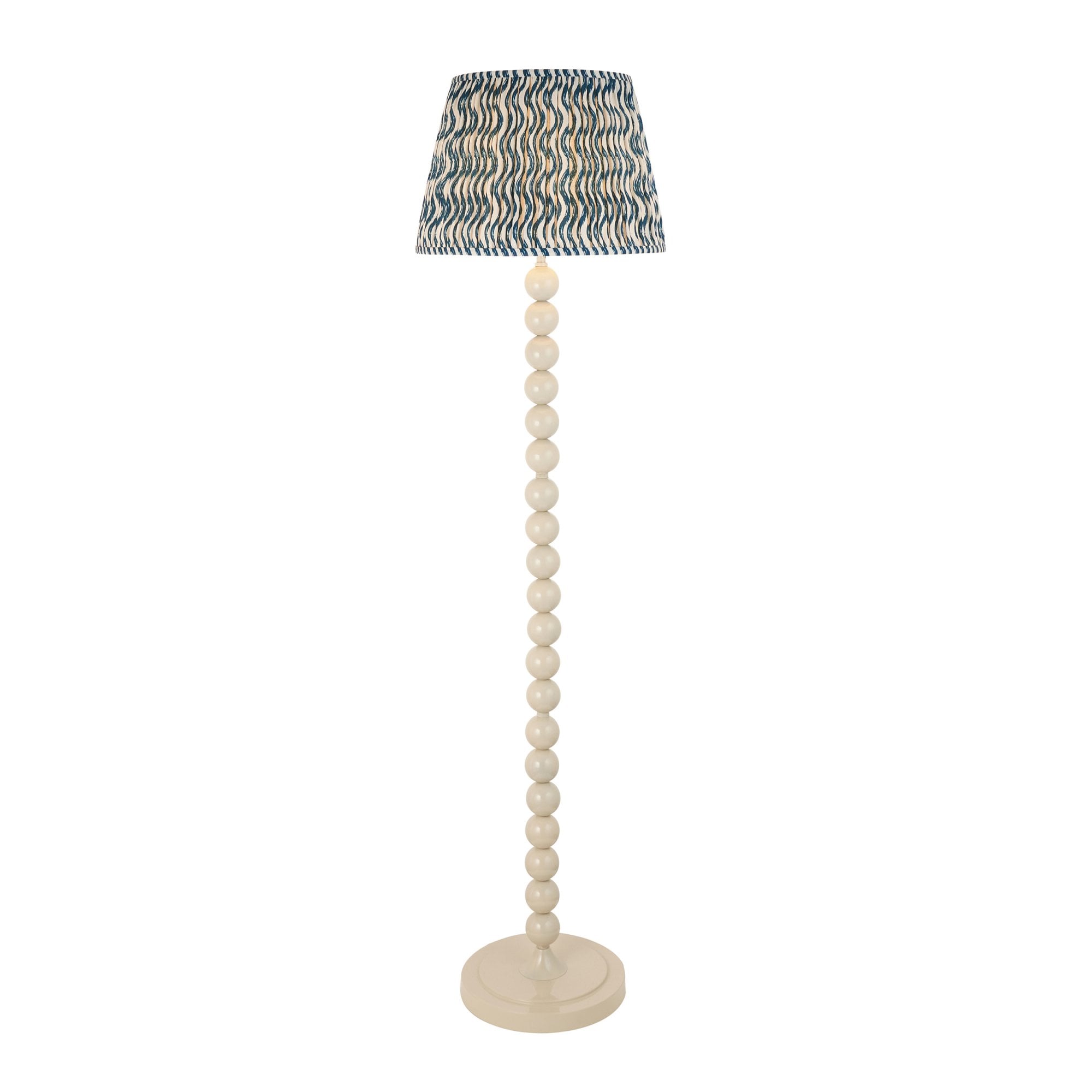 Endon Higgledy Gloss Almond White Floor Lamp & Ripple 40cm Marlin Blue Shade