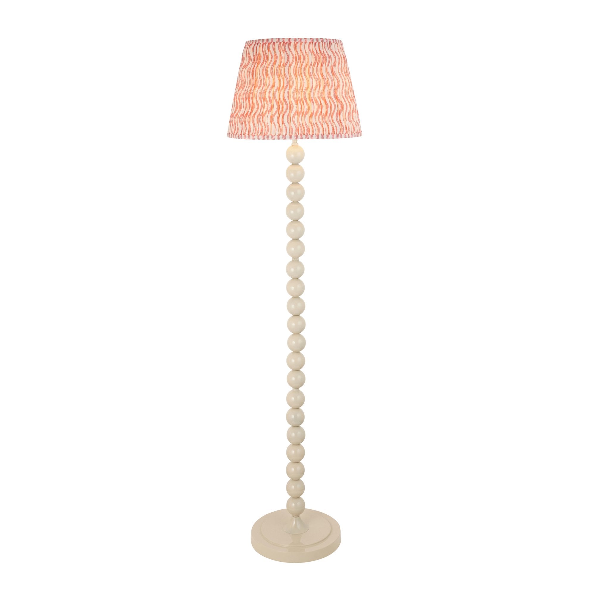 Endon Higgledy Gloss Almond White Floor Lamp & Ripple 40cm Coral Pink Shade