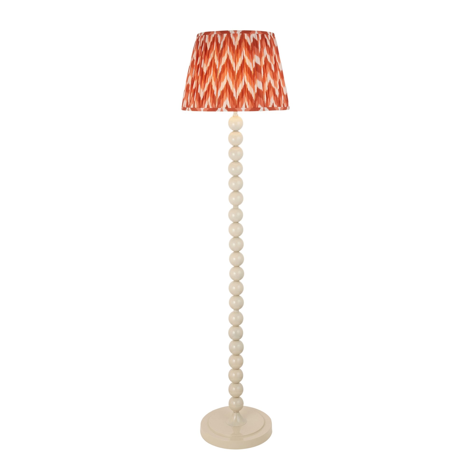 Endon Higgledy Gloss Almond White Floor Lamp & Zigzag 40cm Apricot Orange Shade